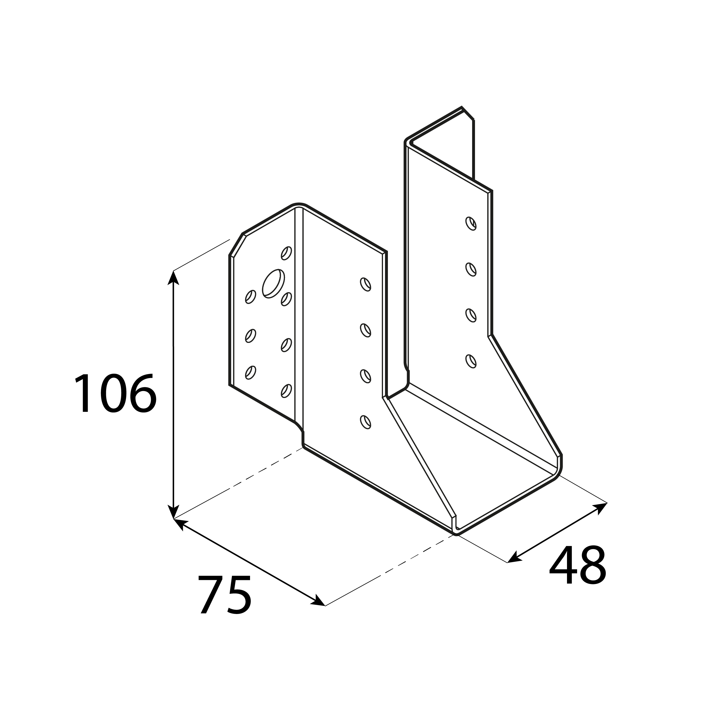 Balkenschuh Balkenträger Trägerschuh Holzverbinder - WB 53 | 48x106x75 mm | feuerverzinkt Balkenaufhänger Holzbalkenhalter WB 53, 48x106x75 mm, silber, 48x106x75x2,0 mm, Baustahl DX51D 2, Schuss 1.