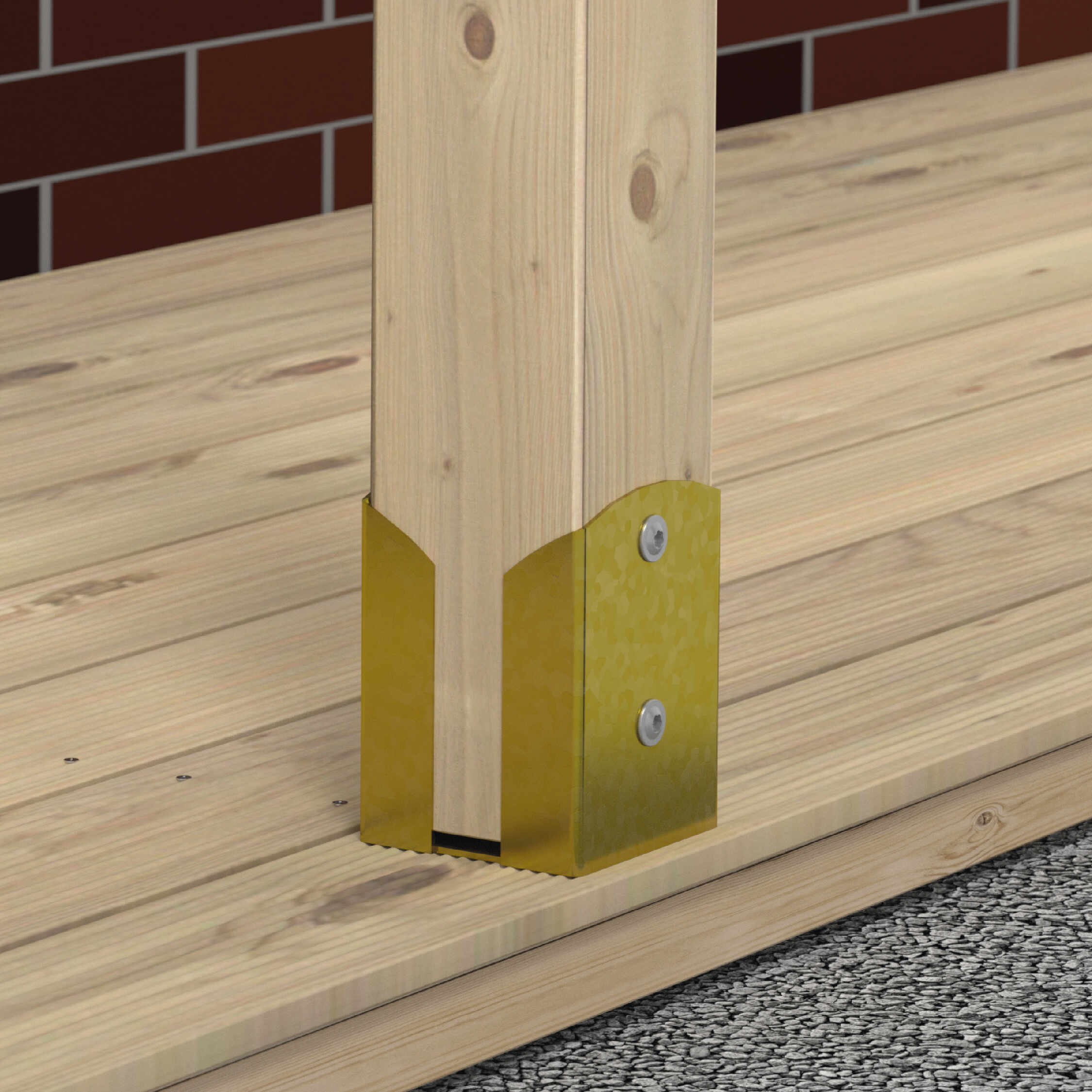 Podstawa słupa kotwa przykręcana podwójna prostokątna - PSPW | 120 mm | Złoty Podstawa słupa kotwa przykręcana podwójna prostokątna - PSPW | 120 mm | Złoty