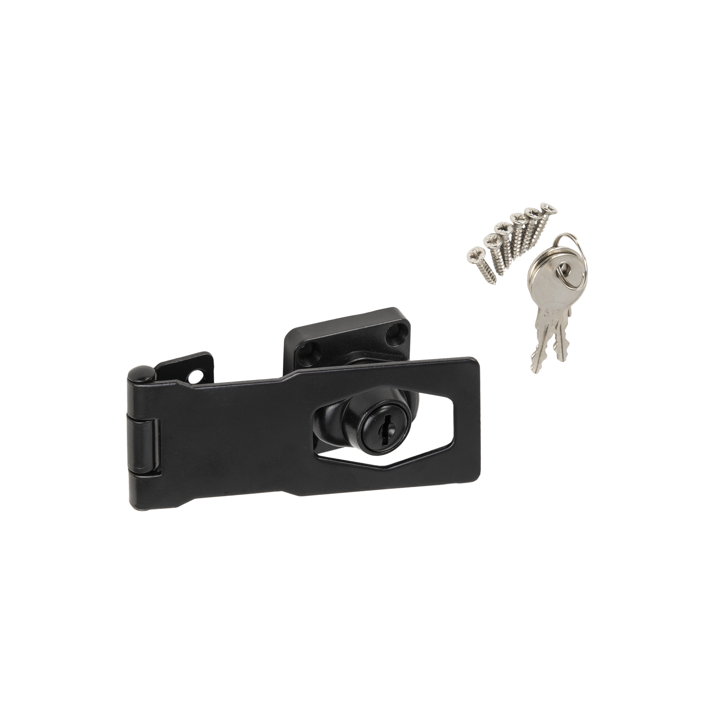 Schlüsselschloss für Gartentore - WHK | schwarz | 140 mm Klappschlüsselschloss für WHK-Tor, schwarz, 120 mm, 120 x 40 mm, DC01-Baustahl.