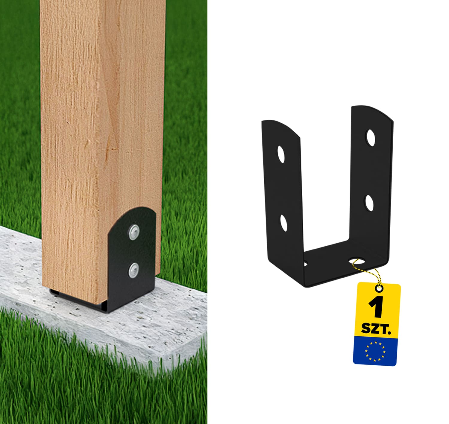 Podstawa słupa kotwa przykręcana do betonu typ U lekka - PSOL | 60 mm | Antracyt Podstawa słupa kotwa przykręcana do betonu typ U lekka - PSOL | 60 mm | Antracyt