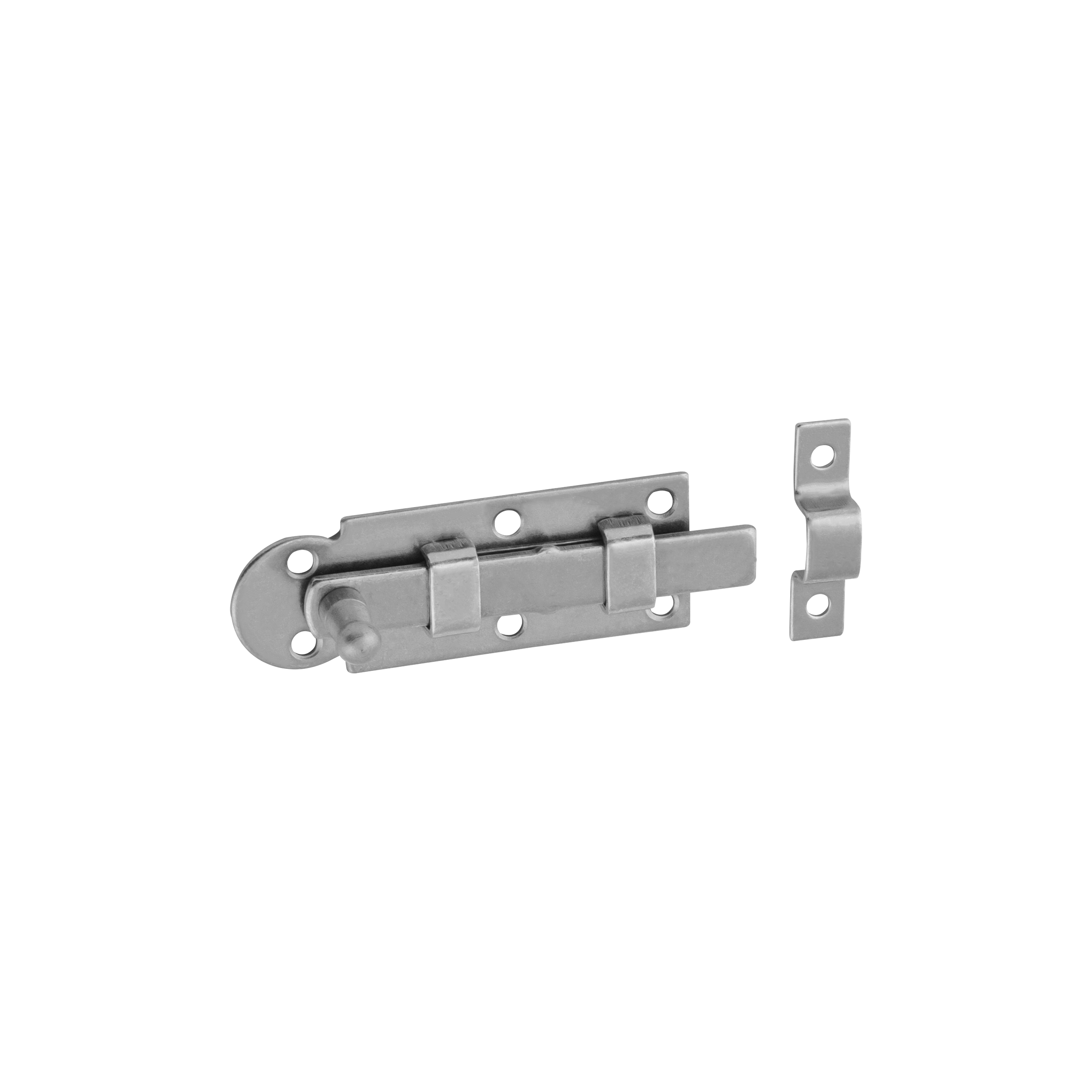 Schlossriegel mit geradem Riegel für Gartentore - W | silber | 30 mm Riegel mit geradem Riegel B 80, 80 mm, silber, 80x30x2,5 mm, Baustahl DC01.