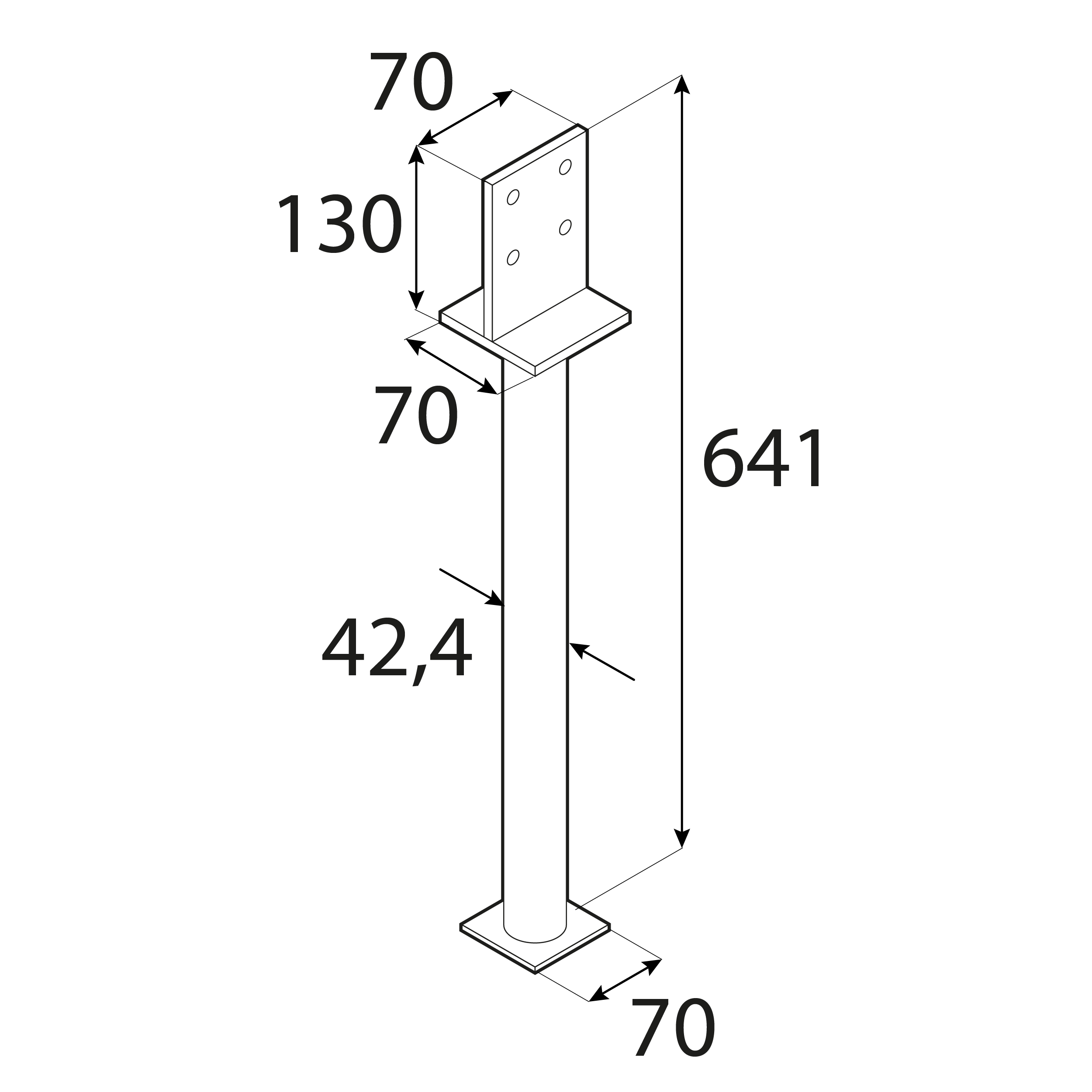Podstawa słupa typu T wpuszczana długa rura - PSW 90 R500 | 90-120 mm | 641 mm Podstawa słupa typu T wpuszczana długa rura - PSW 90 R500 | 90-120 mm | 641 mm