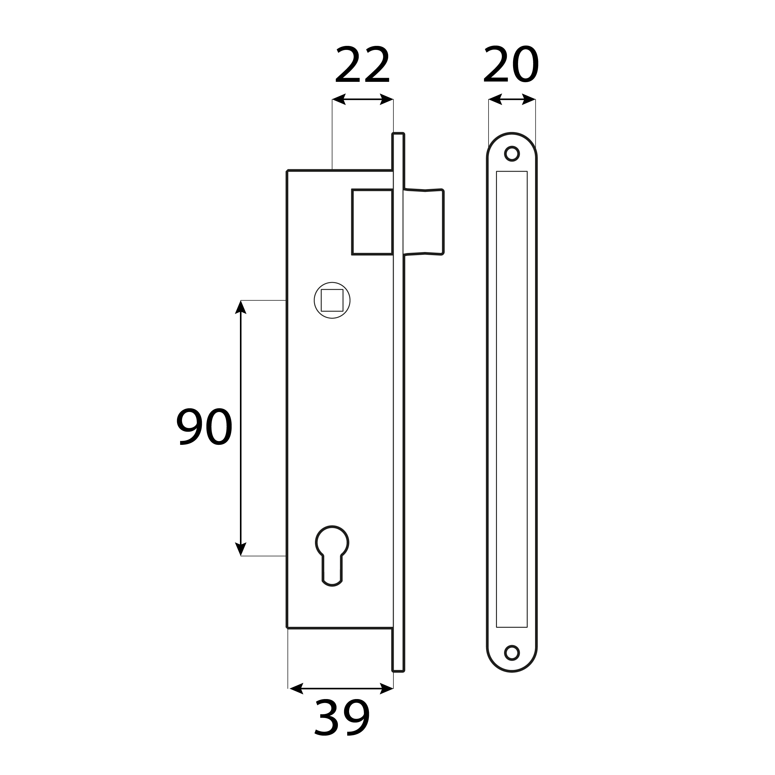 Zamek zapadka do drzwi - WHU | czarny | 90 mm Zamek zapadka do drzwi - WHU | czarny | 90 mm