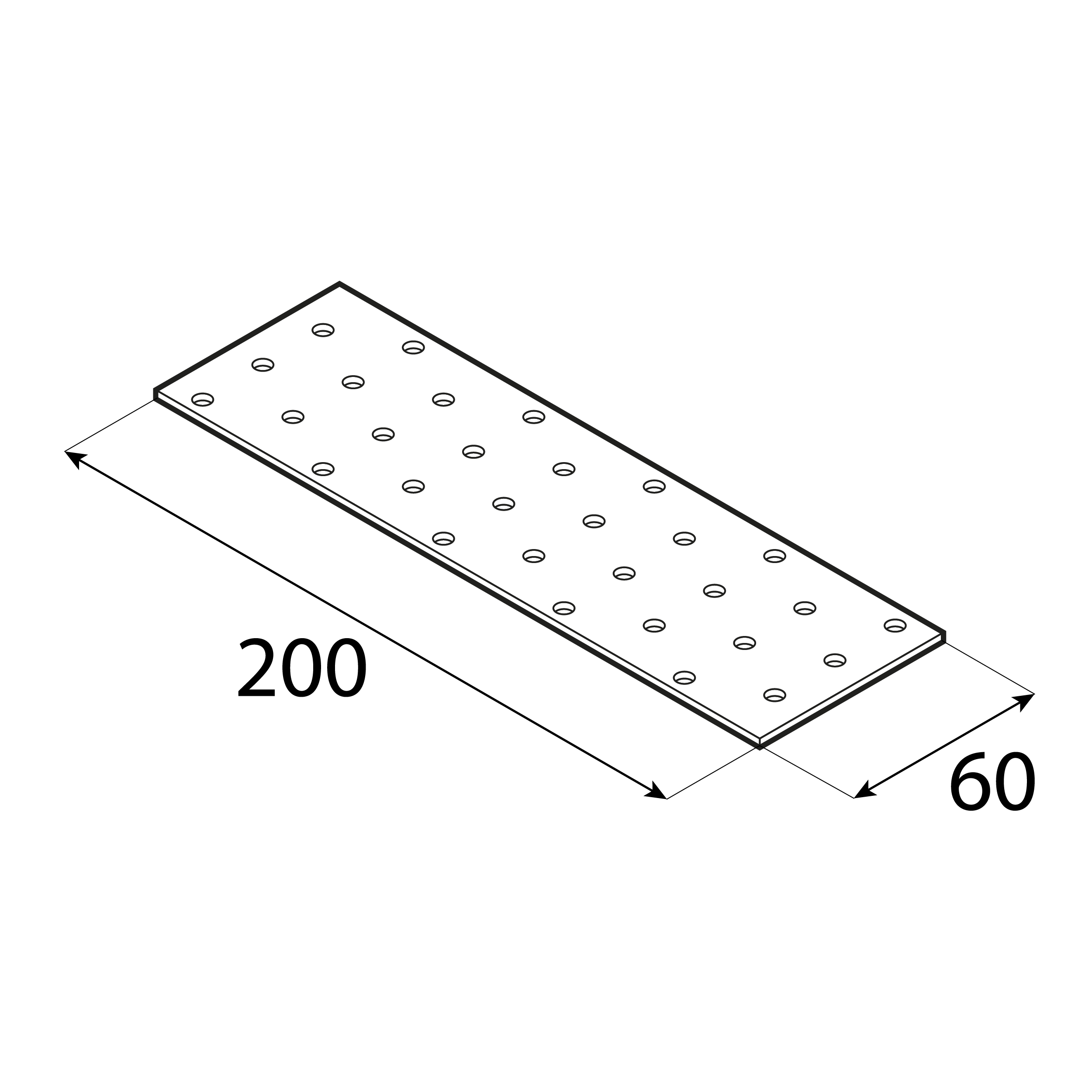 Płytka perforowana płaskownik - PP 7 | 200x60 mm | 2 mm