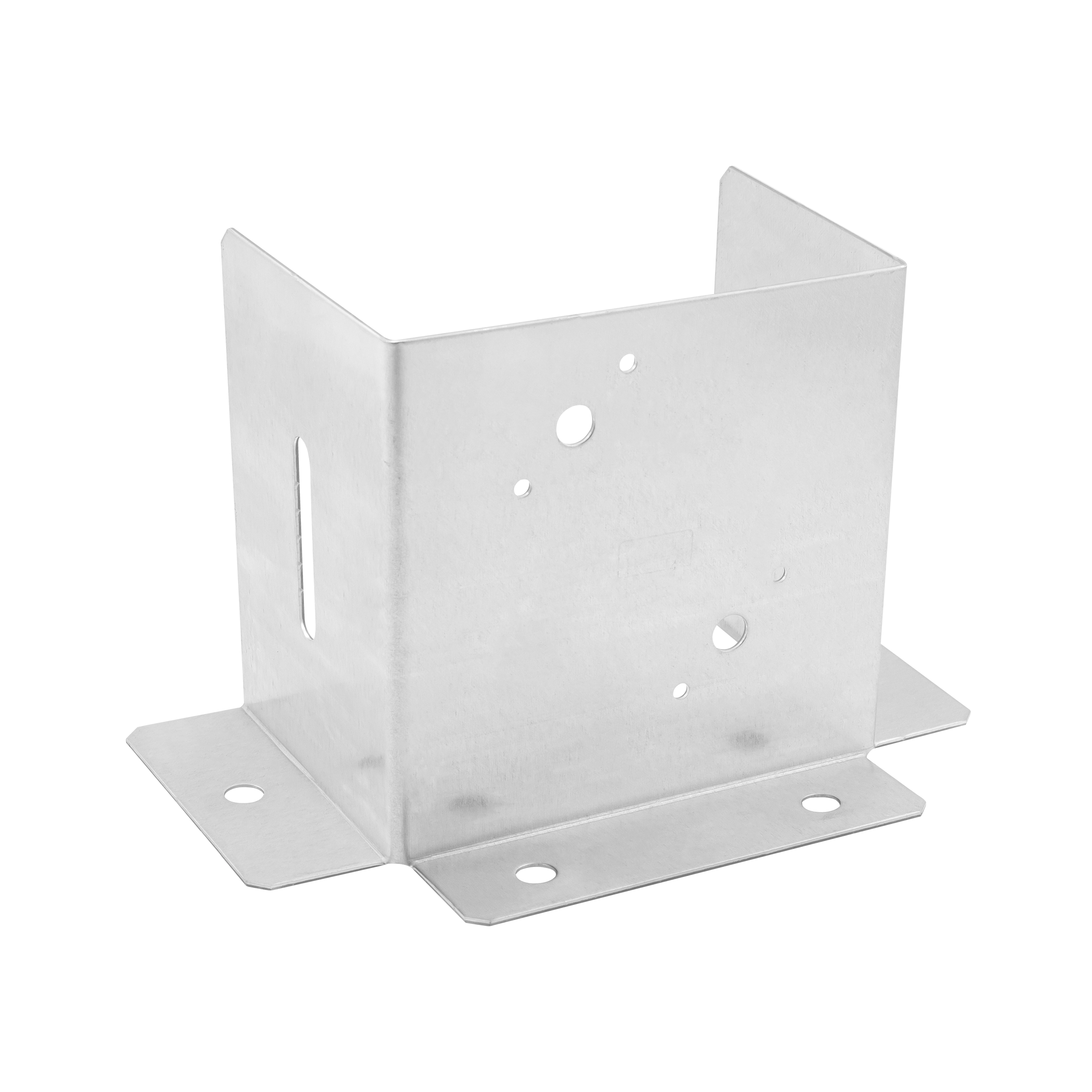 Pfostenträger zum aufdübeln Aufschraubhülse offen verstellbar - PSD DX | 150 mm | feuerverzinkt Pfostenfuß offener Schraubanker mit Verstellung PSD DX, 150 mm, silber, 150x154x2,5 mm.