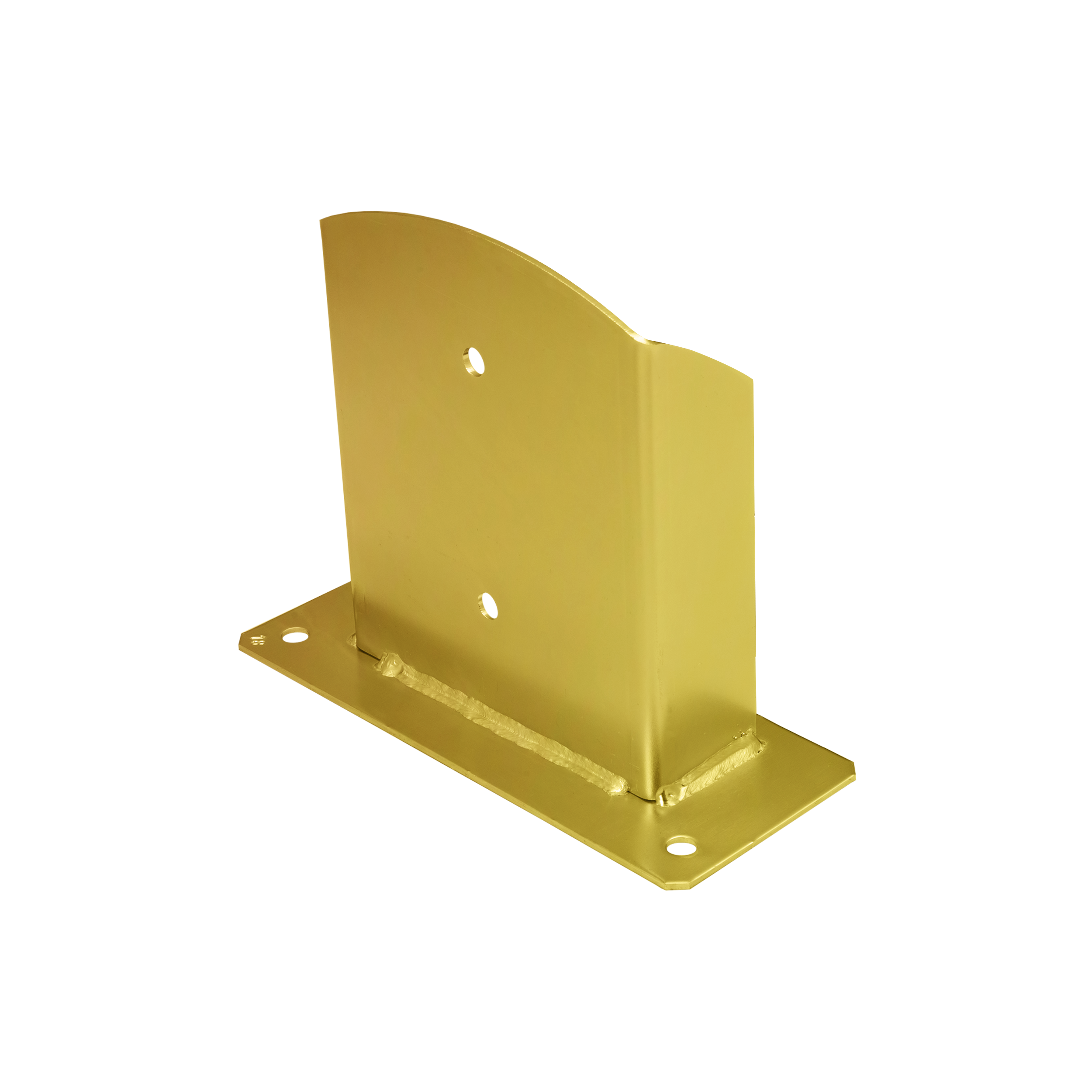 Pfostenträger zum aufdübeln Aufschraubhülse geteilt mit rechteckiger Grundplatte - PSD | 160 mm | Gold Säulenfuß geteilter Schraubanker mit rechteckiger Basis PSD, 160 mm, Gold, 161x200x3,0 mm.