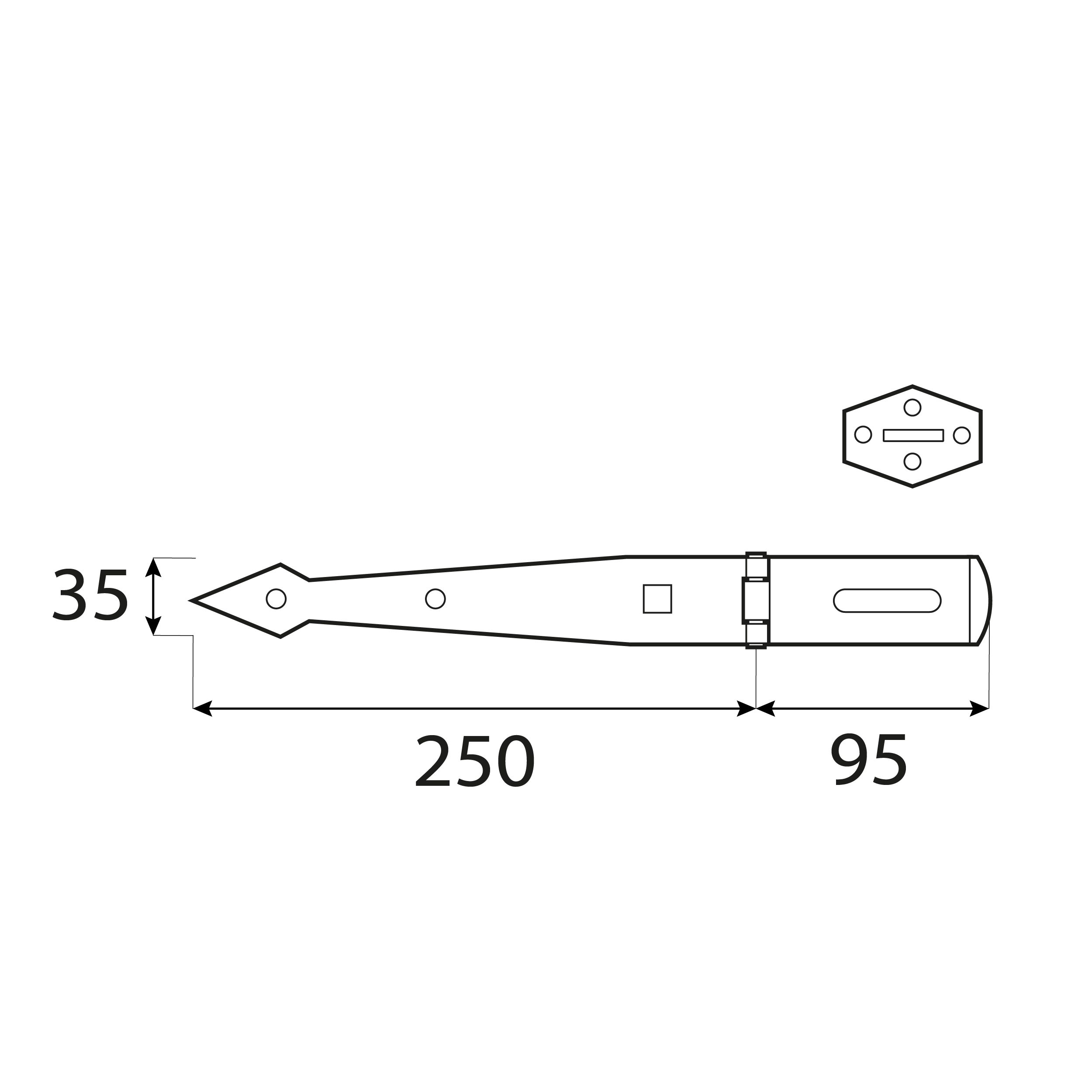 Zawias z zamknięciem bramkowy pasowy - ZZB  | Złoty | 250 mm