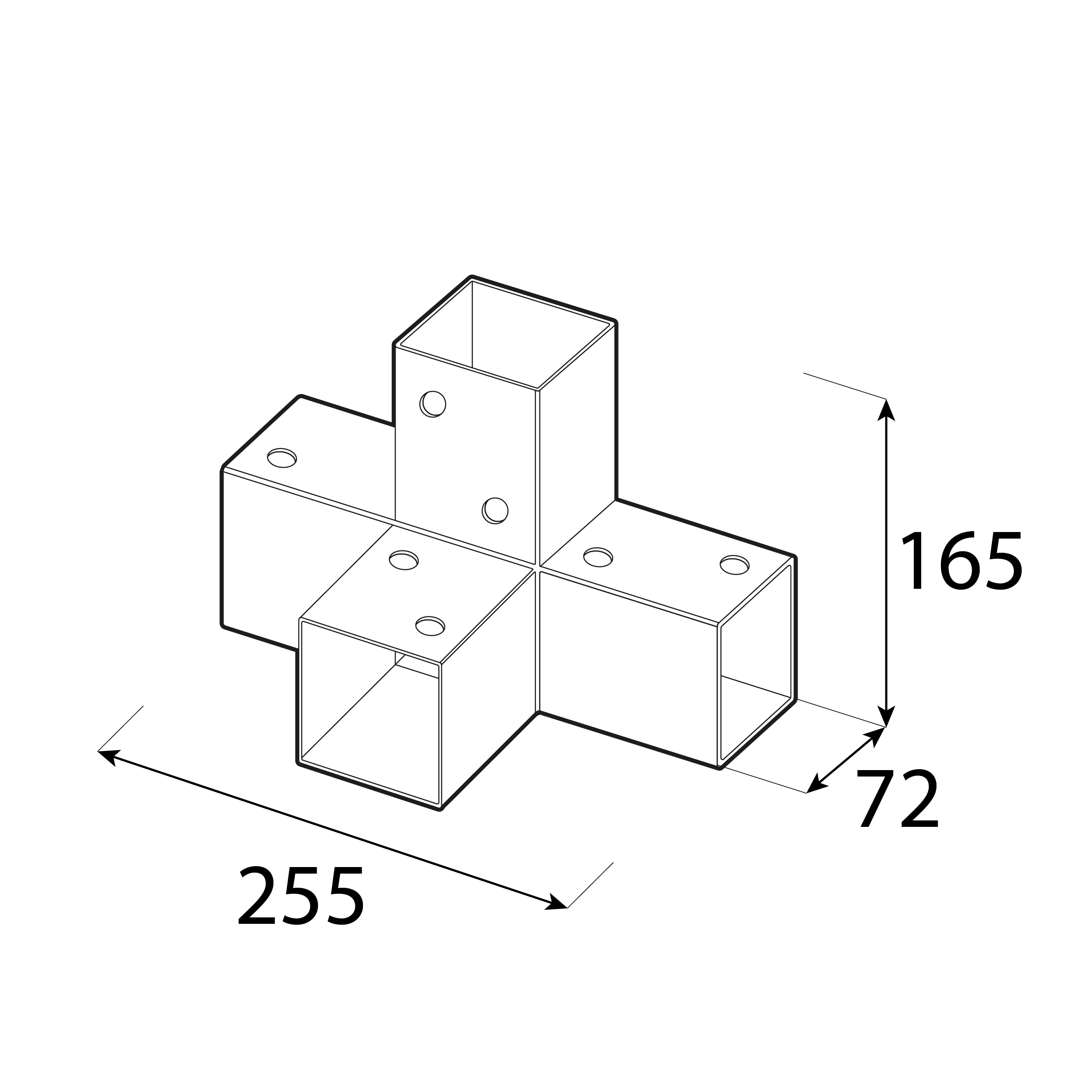 Łącznik belki kwadratowej do pergoli ciesielski - GPX 70 | 72x165x255 mm | czarny