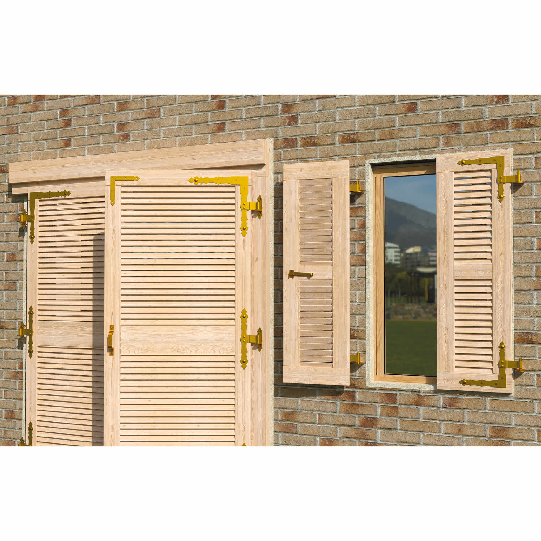 2er-Set Zierwinkelband für Fensterläden - ZNO | verzinkt | 300x350 mm | fi 13 mm Set mit 2x dekorativen Eckscharnieren für Fensterläden ZNO 350/13 L+R, 300 mm, Gold, 13 mm 1.