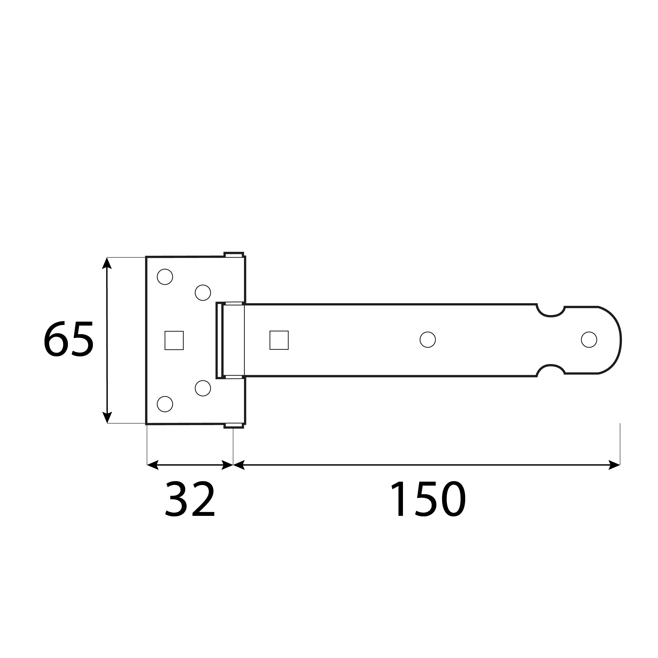 Gartentorband leicht Scharnier - ZBL | verzinkt | 150 mm Lichttorscharnier für ZBL 150, 150 mm Rolltor, gold, 65 mm, 150x32x1,5 mm 2.