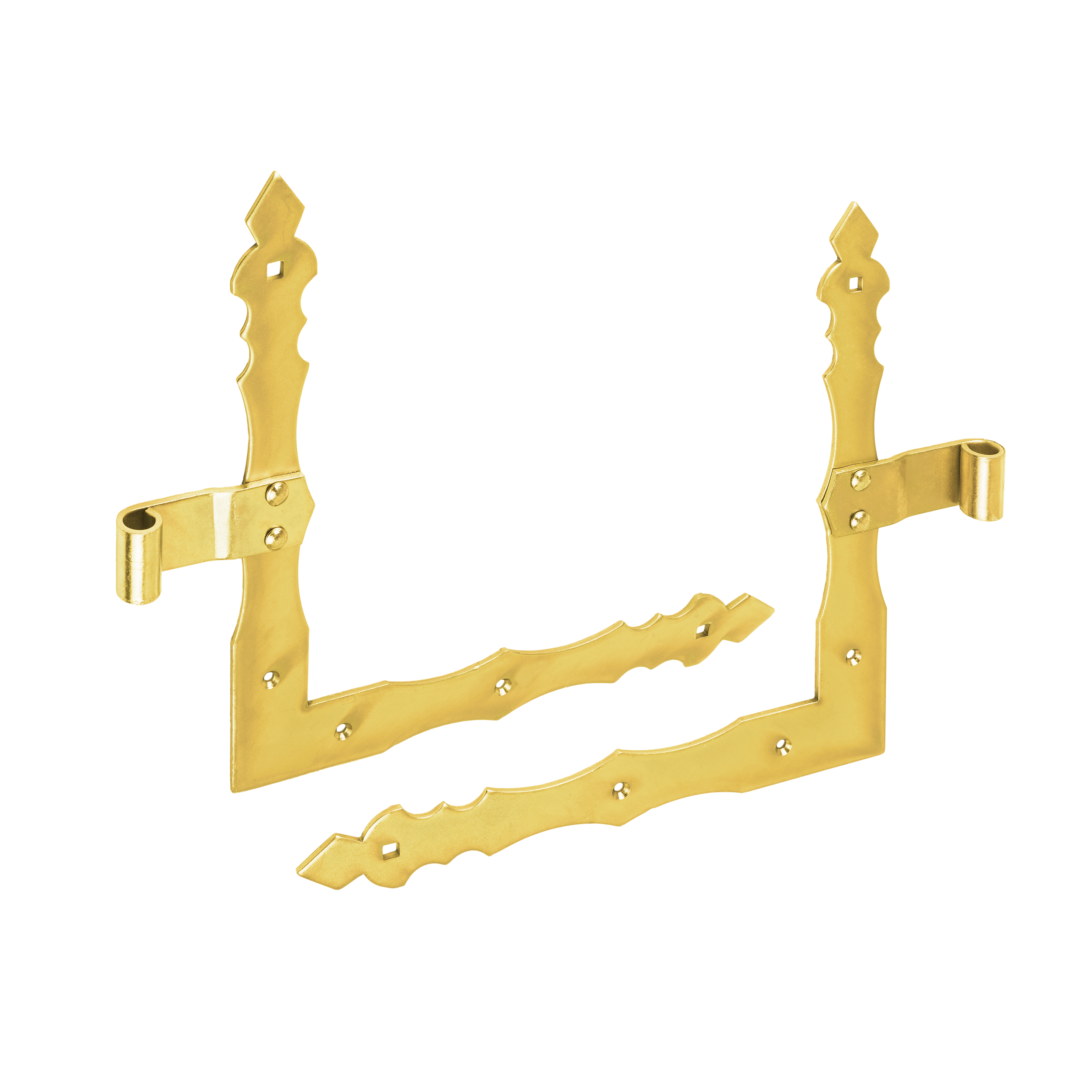 2er-Set Zierwinkelband für Fensterläden - ZNO | verzinkt | 300x350 mm | fi 13 mm Set mit 2x dekorativen Eckscharnieren für ZNO 350/13 L+R-Fensterläden, 300 mm, Gold, 13 mm.