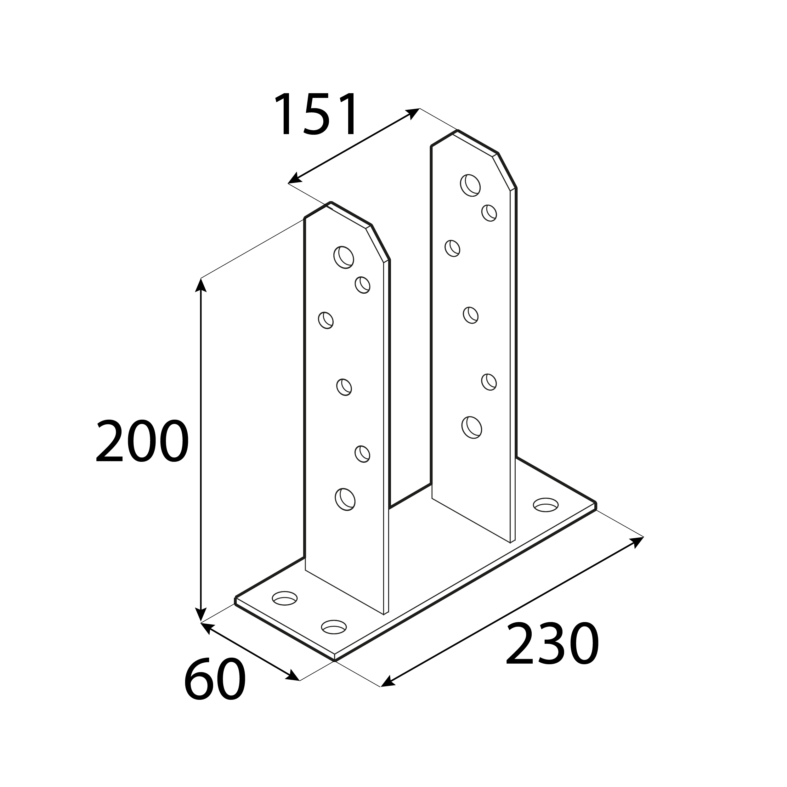 Pfostenträger zum aufdübeln U-Form Pfostenanker Typ TT - PST | 150 x 200 mm | feuerverzinkt Säulenfußanker für Betonwand Typ U PST, 150x200 mm, 150x200x50x5,0 mm, Schuss 2.