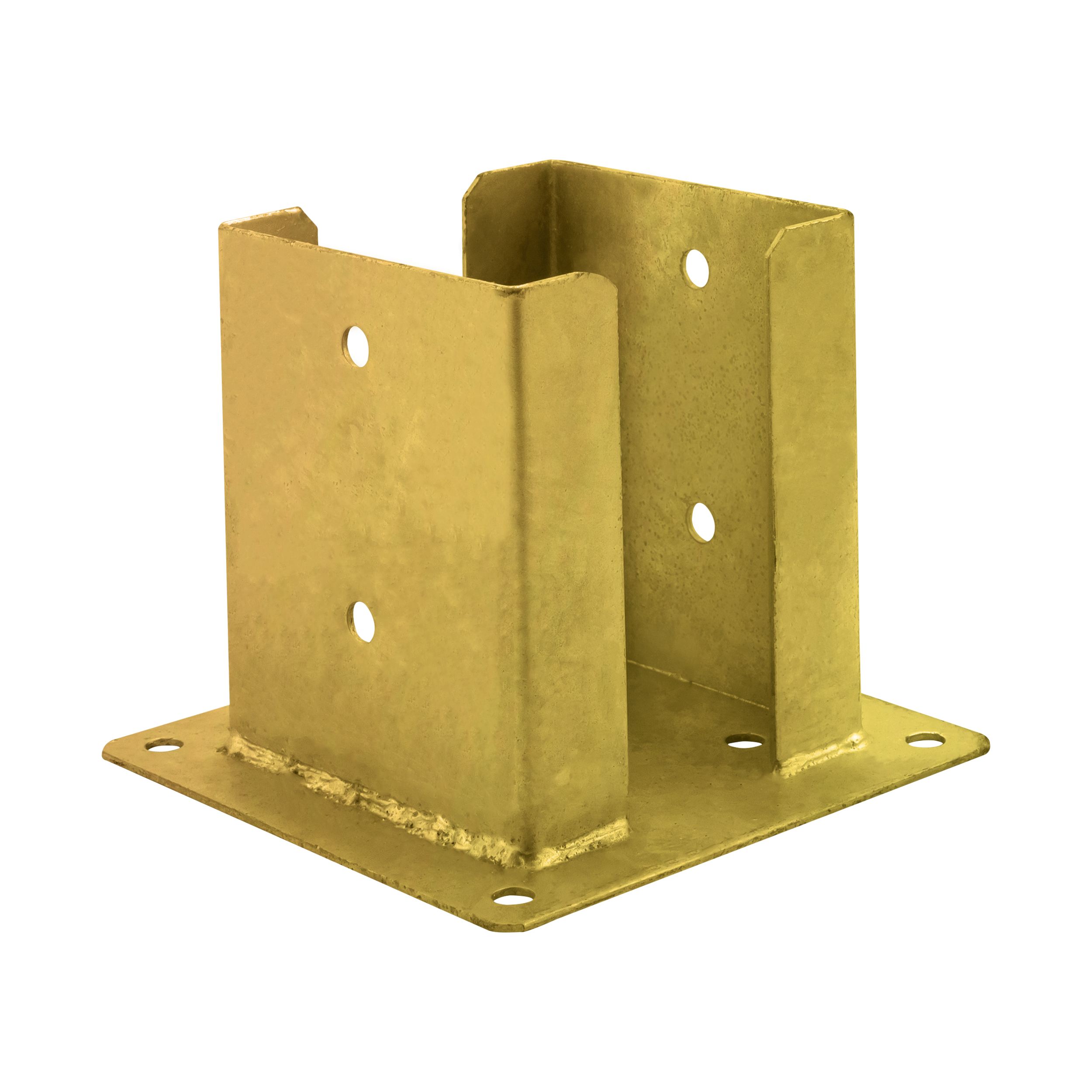 Podstawa słupa kotwa przykręcana podwójna z podstawą prostokątną - PSPD | 100 mm | Złoty