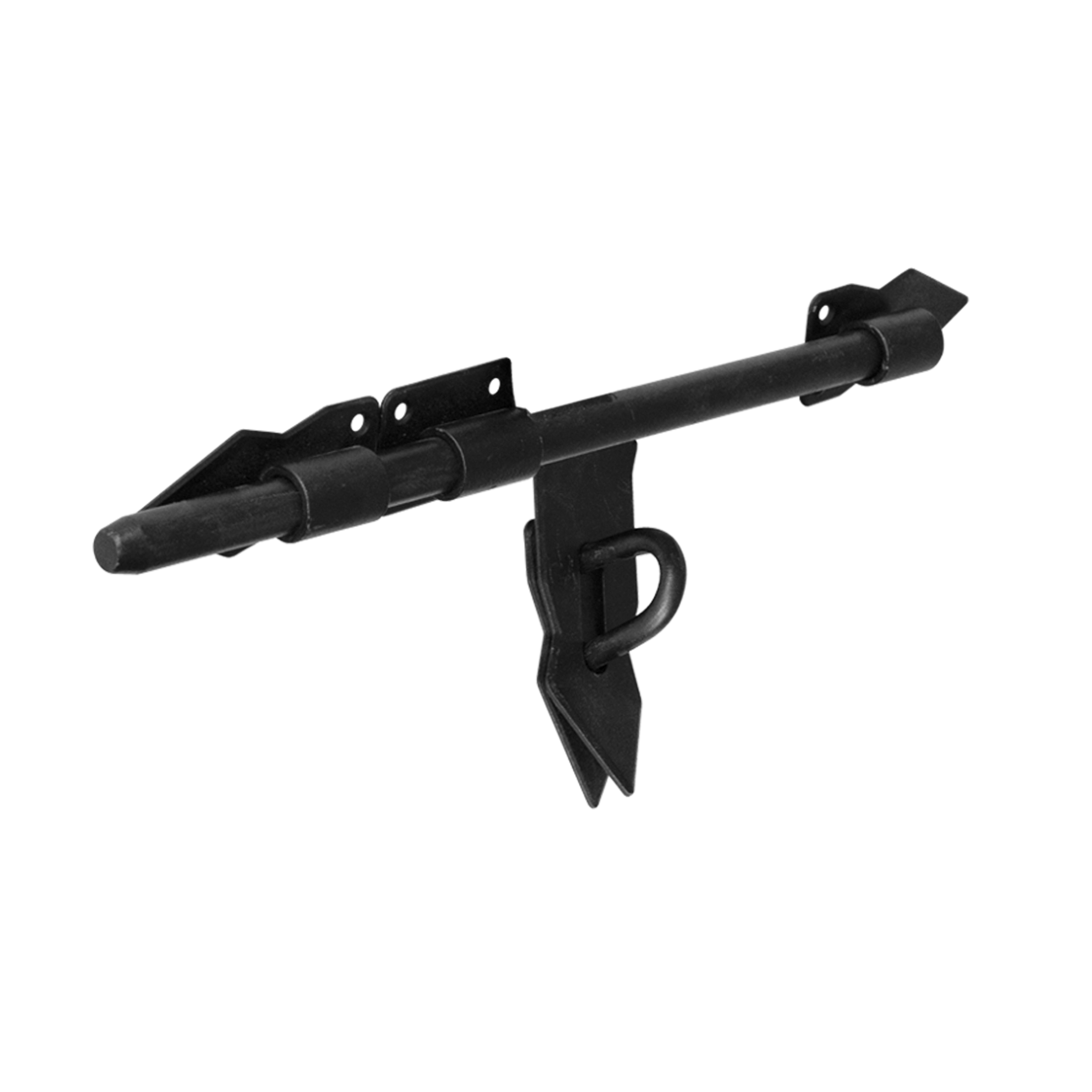 Schwerer Torriegel mit rundem Riegel für Tor und Gartentor - WCW | schwarz | 340 mm Schwerer Riegel mit Rundriegel für WCW-Schlupftor, schwarz, 340 mm, 340 x 40 mm, S235-Baustahl.