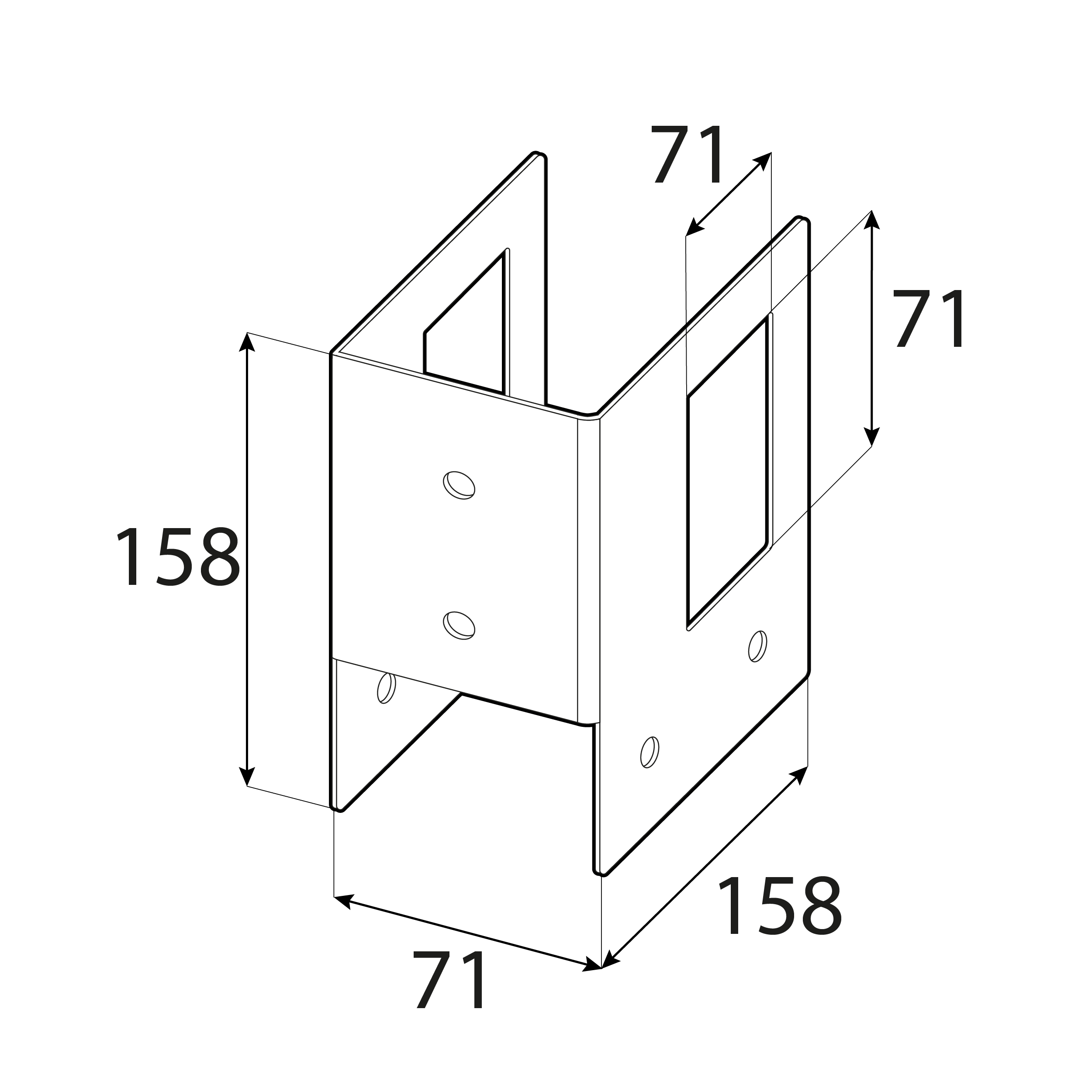 Łącznik narożny do stojaka na drewno - SEK 1 | 75x158x160 | czarny