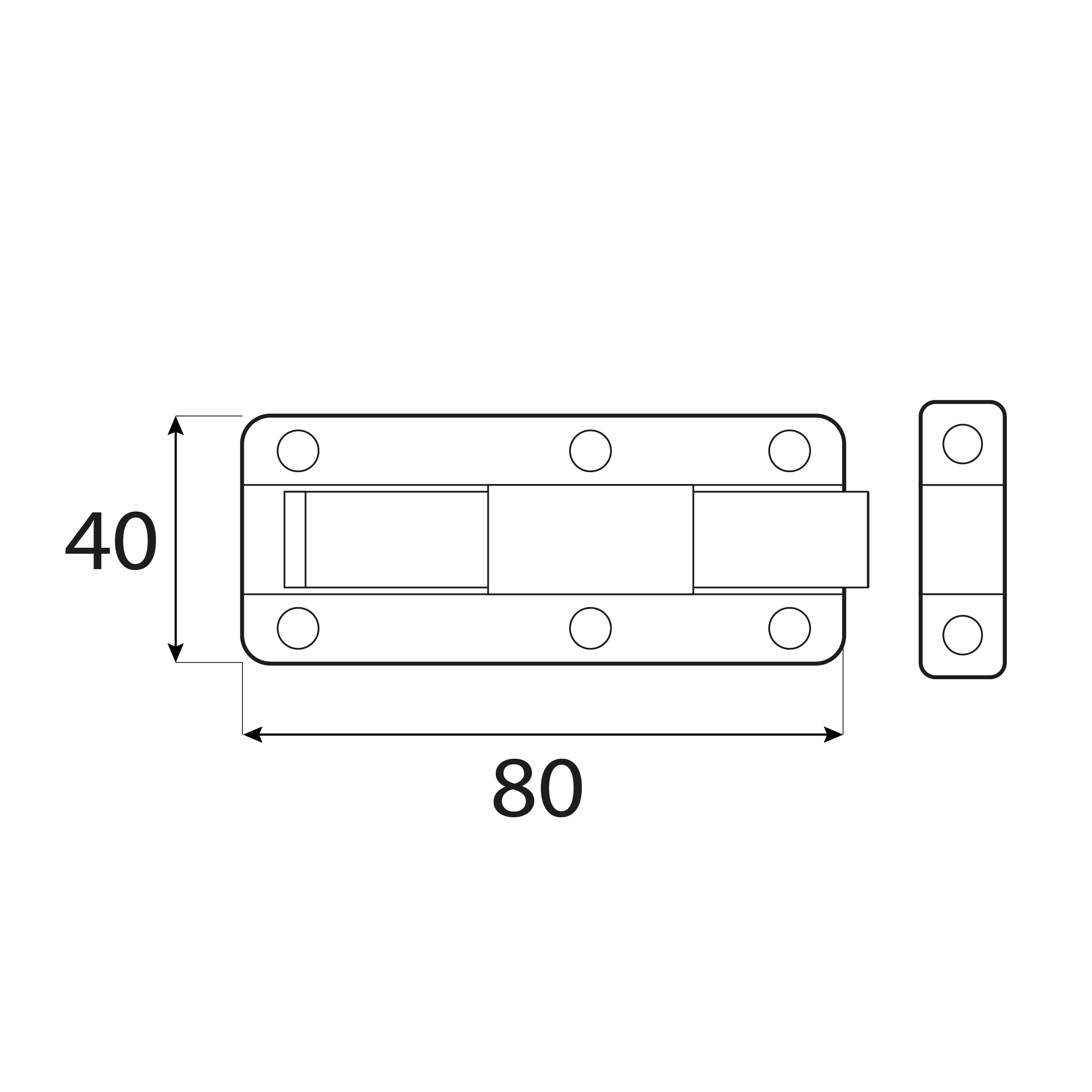 Zasuwka zamknięcie z ryglem prostym do furtek - WZTW | Złoty | 80 mm