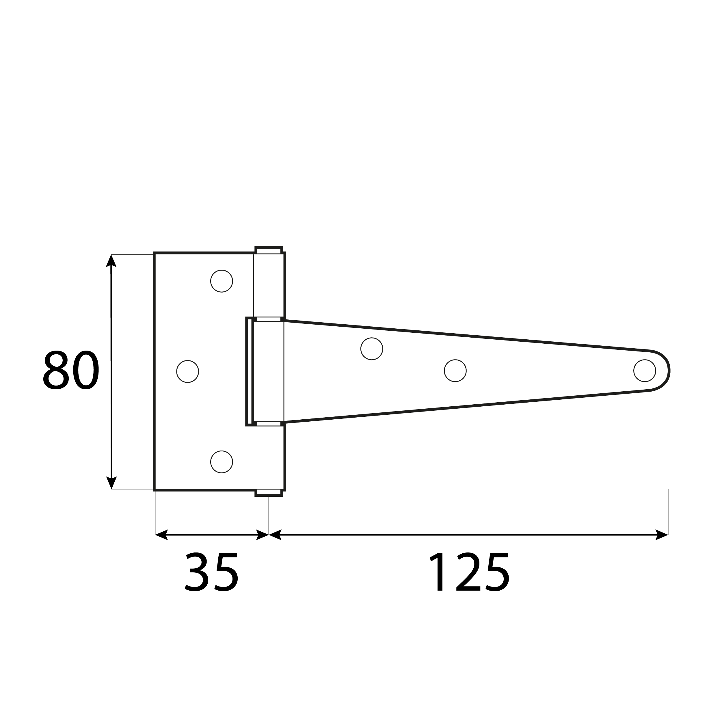 Dreiecksscharnier T-Scharnier Gartentor - ZT | silber | 125 mm Dreiecksscharnier fĂŒr ZT 125 Rollladentor, 125 mm, silber, 125x35x80x2,0 mm, DC01 2 Baustahl.