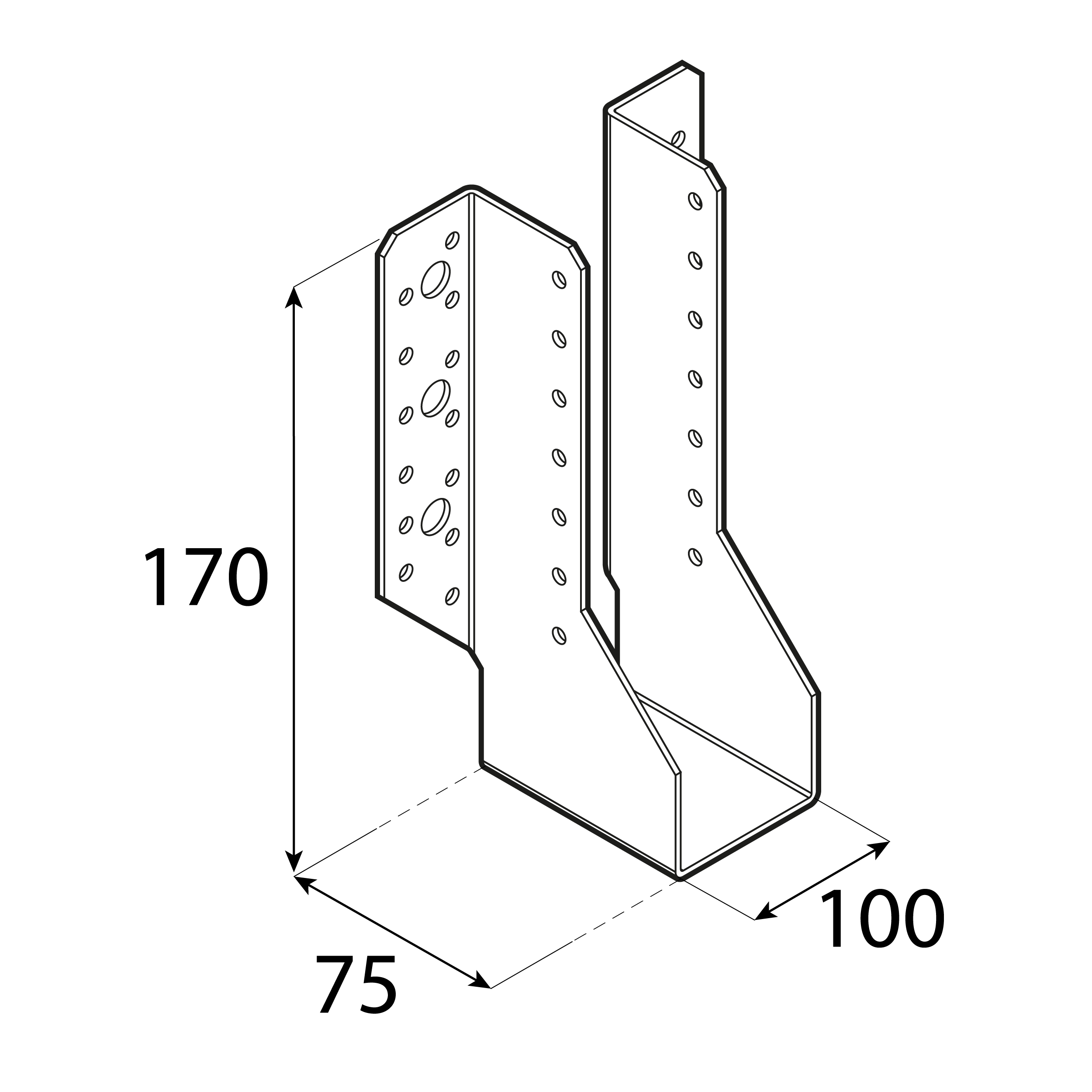 Balkenschuh Balkenträger Trägerschuh Holzverbinder - WB 31 | 100x170x75 mm | feuerverzinkt Balkenaufhänger Holzbalkenhalter WB 31, 100x170x75 mm, silber, 100x170x75x2,0 mm, Baustahl DX51D 2, Schuss 1.