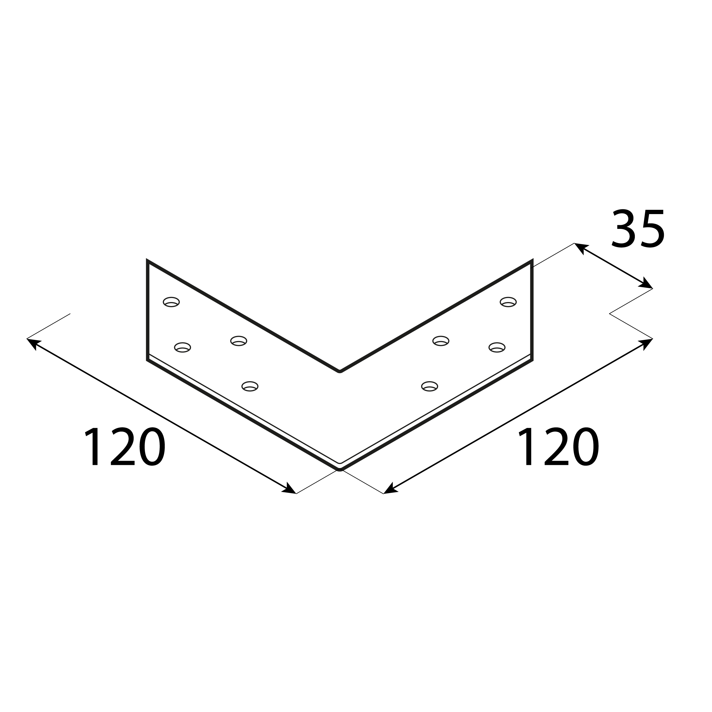 Narożnik okienny montażowy ciesielski - NAS 120 | 120x35 mm | 2 mm | Srebrny