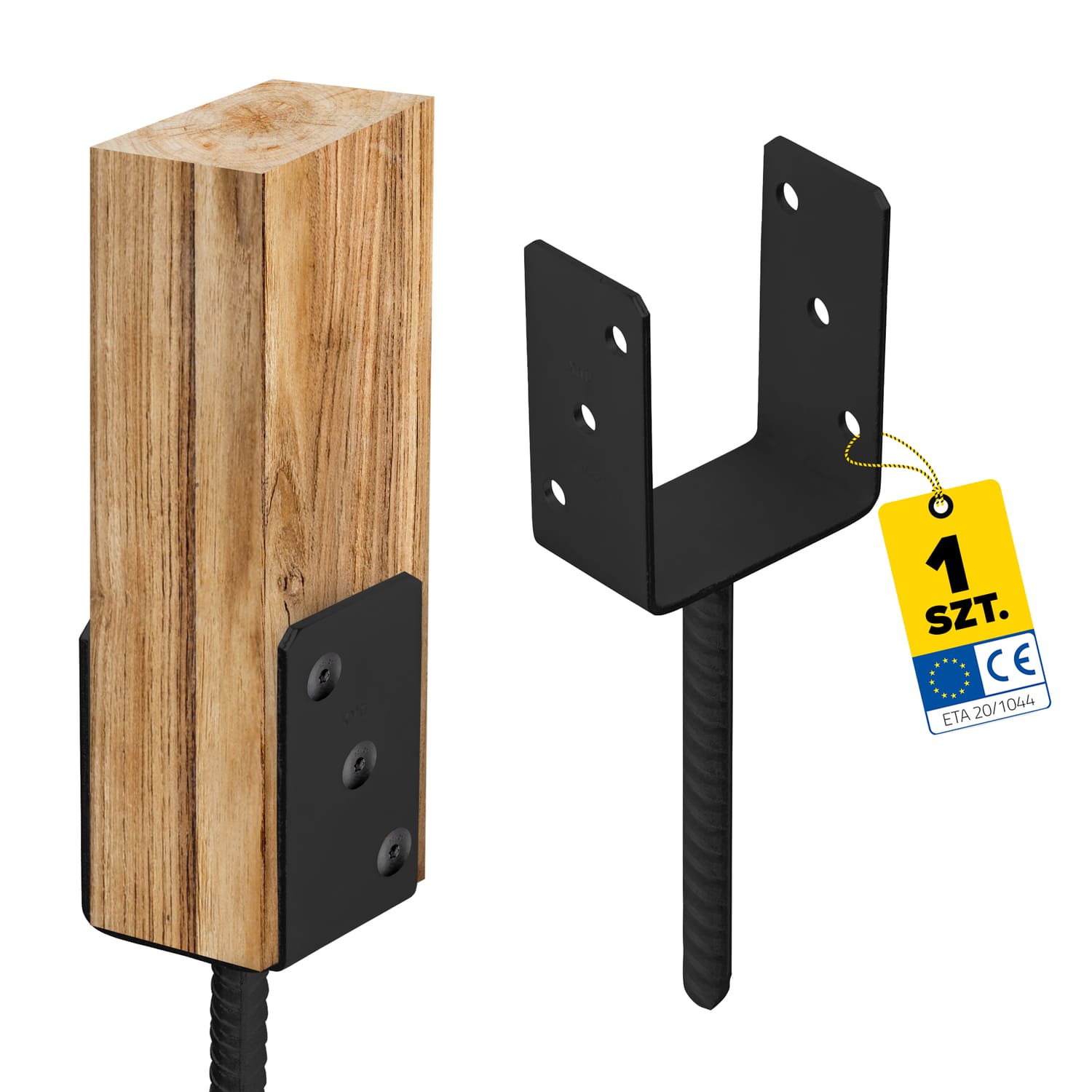 Podstawa słupa kotwa do betonu typ U - PS | 100 mm | Antracyt