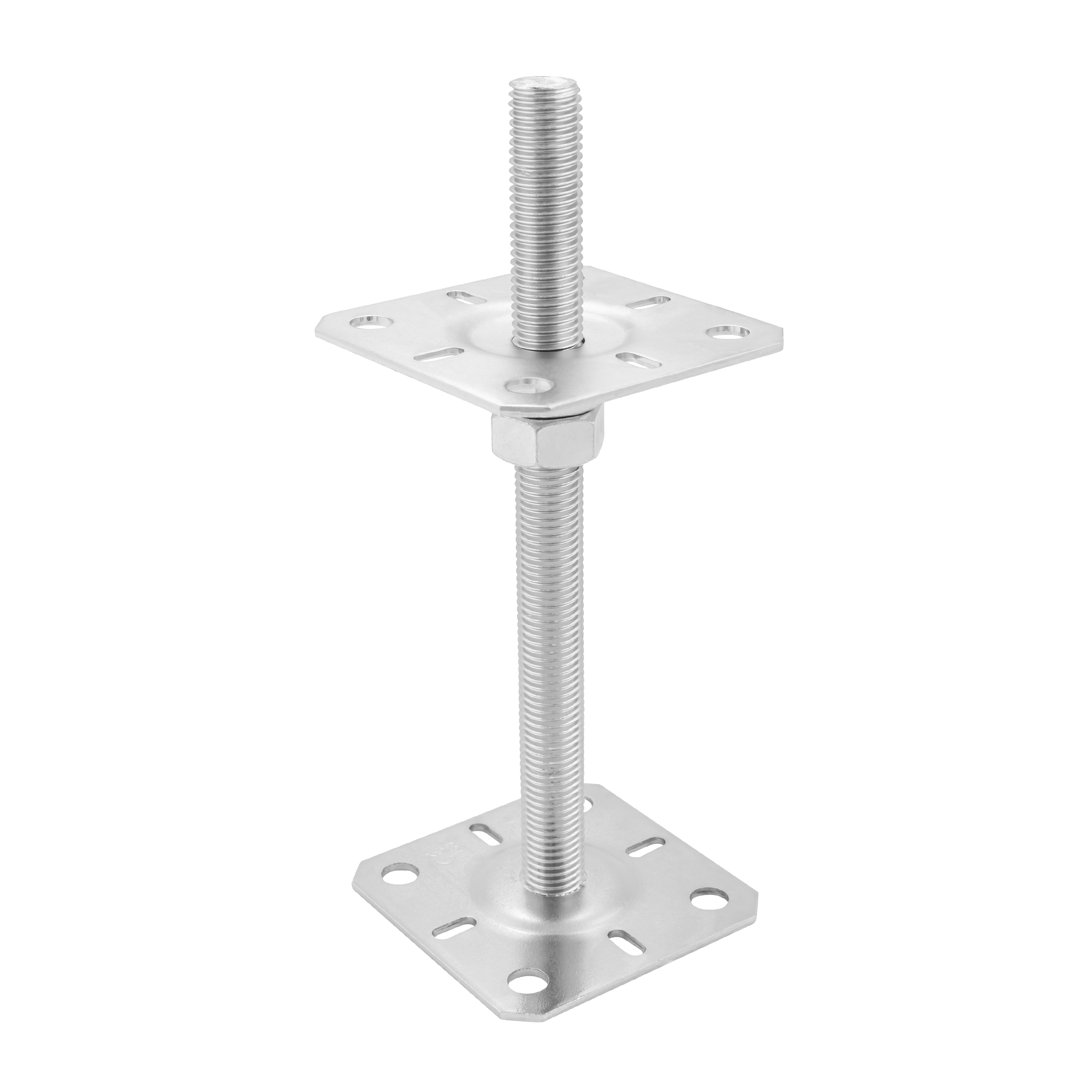 Flacher Gewindeanker für Mastfuß, höhenverstellbar PSR, 100x250 mm, M20, silber.