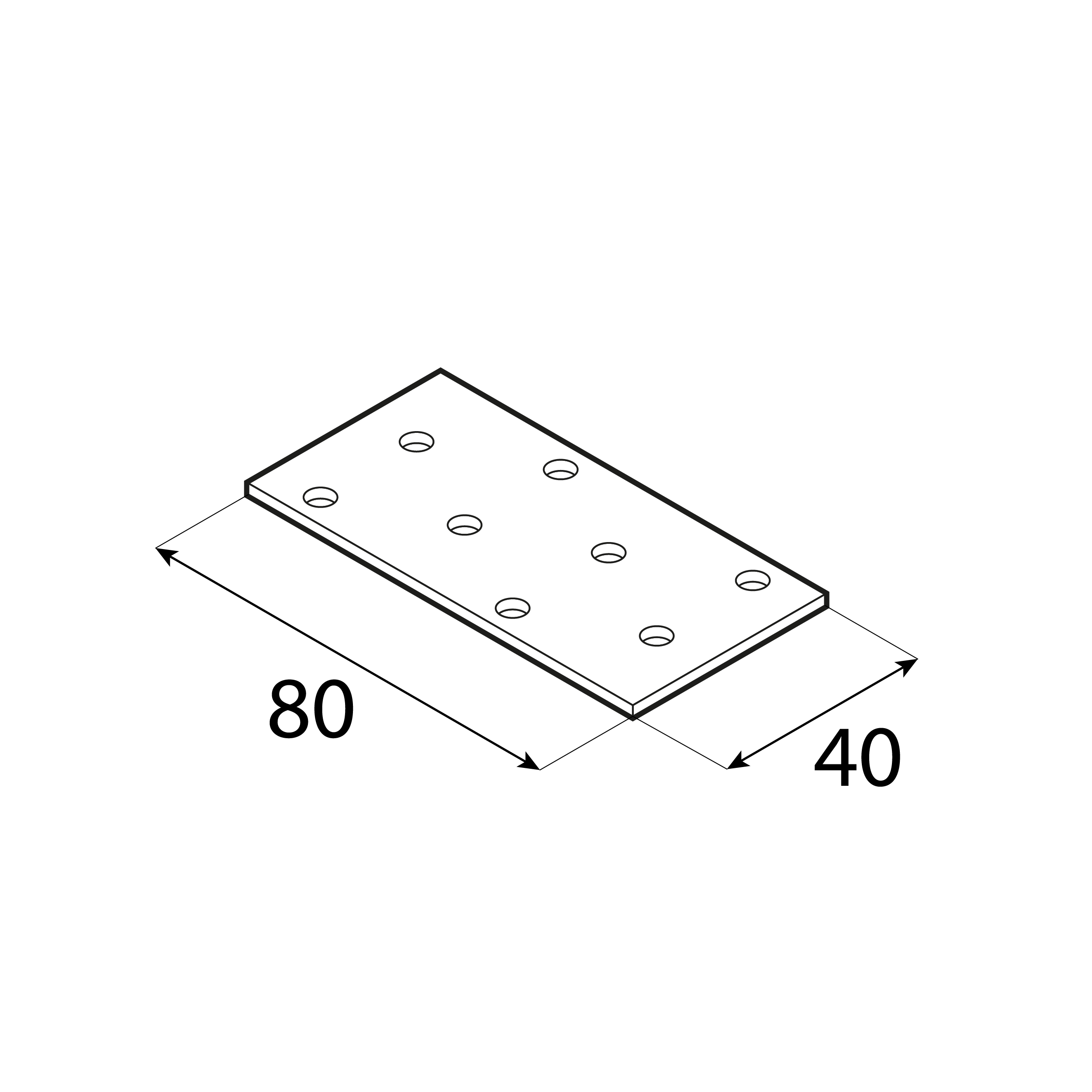 Lochplatte Lochplattenstreifen Flachverbinder Holzverbinder feuerverzinkt - PP 1 | 80x40 mm | 2 mm Lochblech, Flachstab PP 1, 80x40 mm, 2 mm, 40x80x2,0 mm, DX51D Baustahl, Silber, Schuss 2.