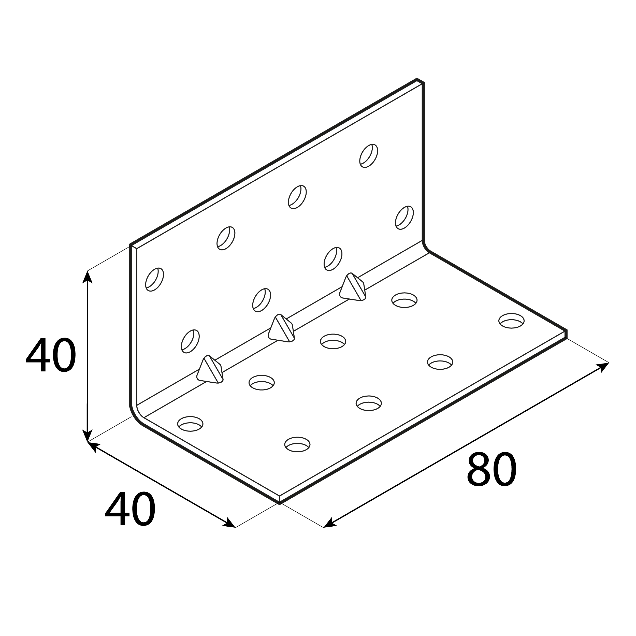 Kątownik montażowy przetłoczony - KMP 3 | 40x40x80 mm | 20 szt