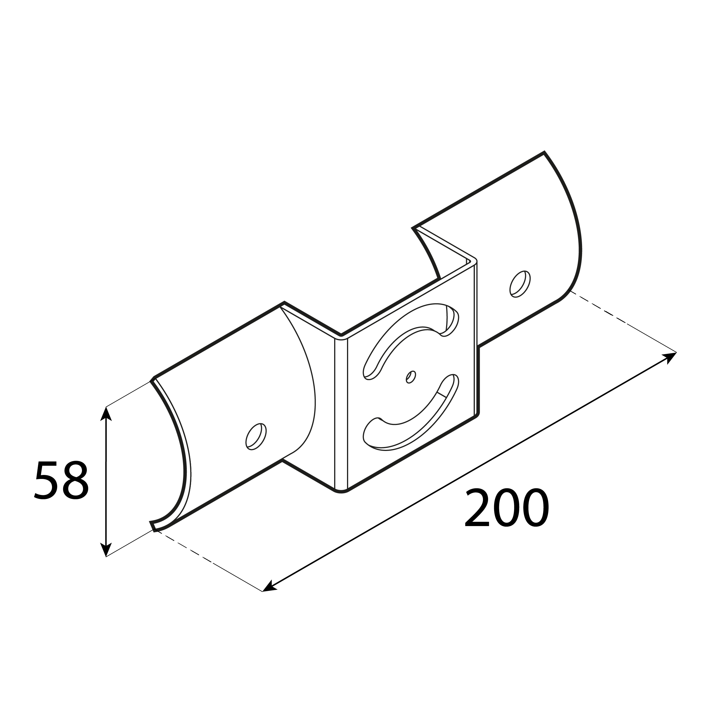 Rundholzverbinder Rundbalkenverbinder Pfostenträger Holzverbinder - LBO 3 | 58x200 mm | Gold Rundträgerverbinder fi 80-100 LBO 3, 58x200 mm, Gold, 200x58x2,5 mm, DC01 Baustahl.