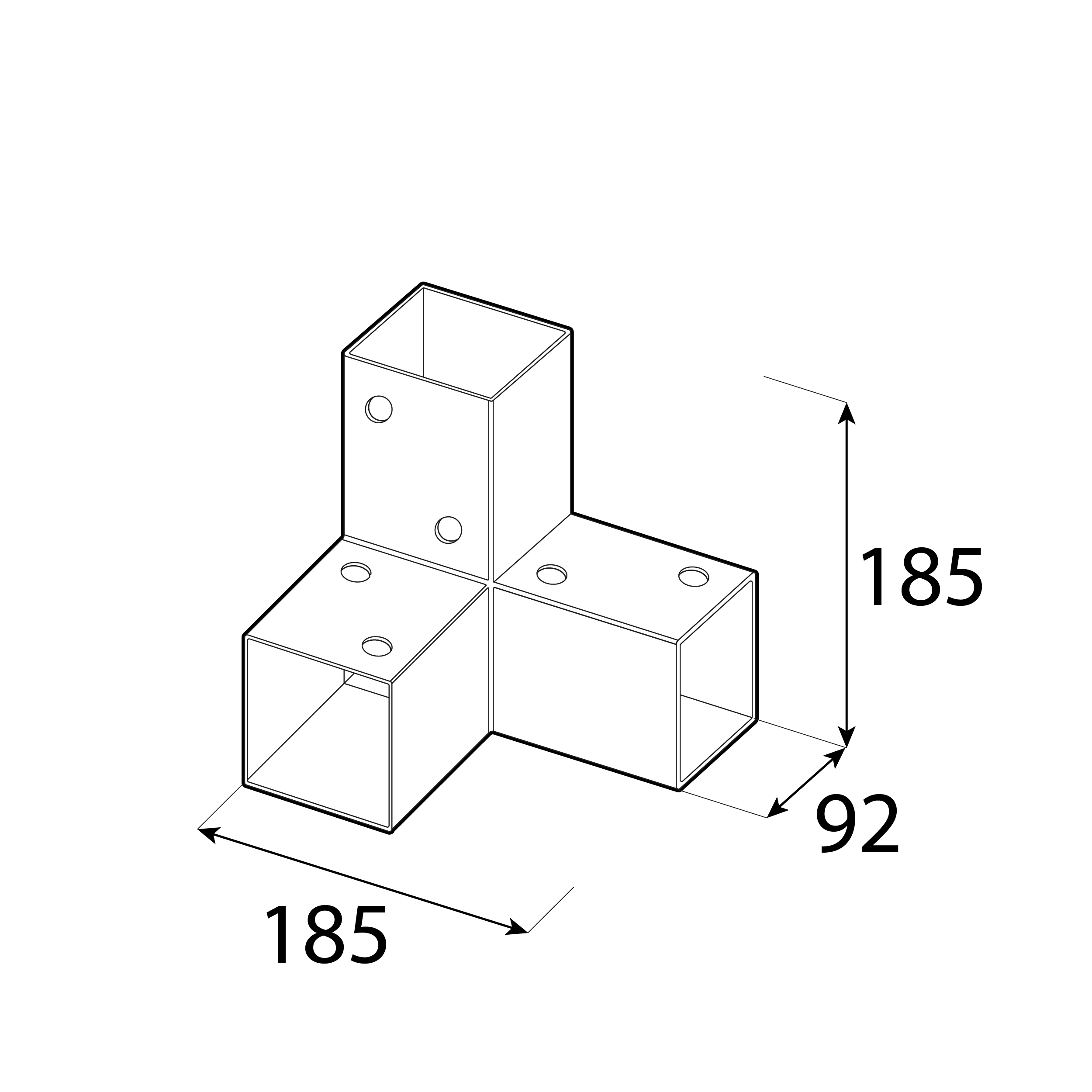 Łącznik belki kwadratowej do pergoli ciesielski - GPY 90 | 92x185x182 mm | czarny