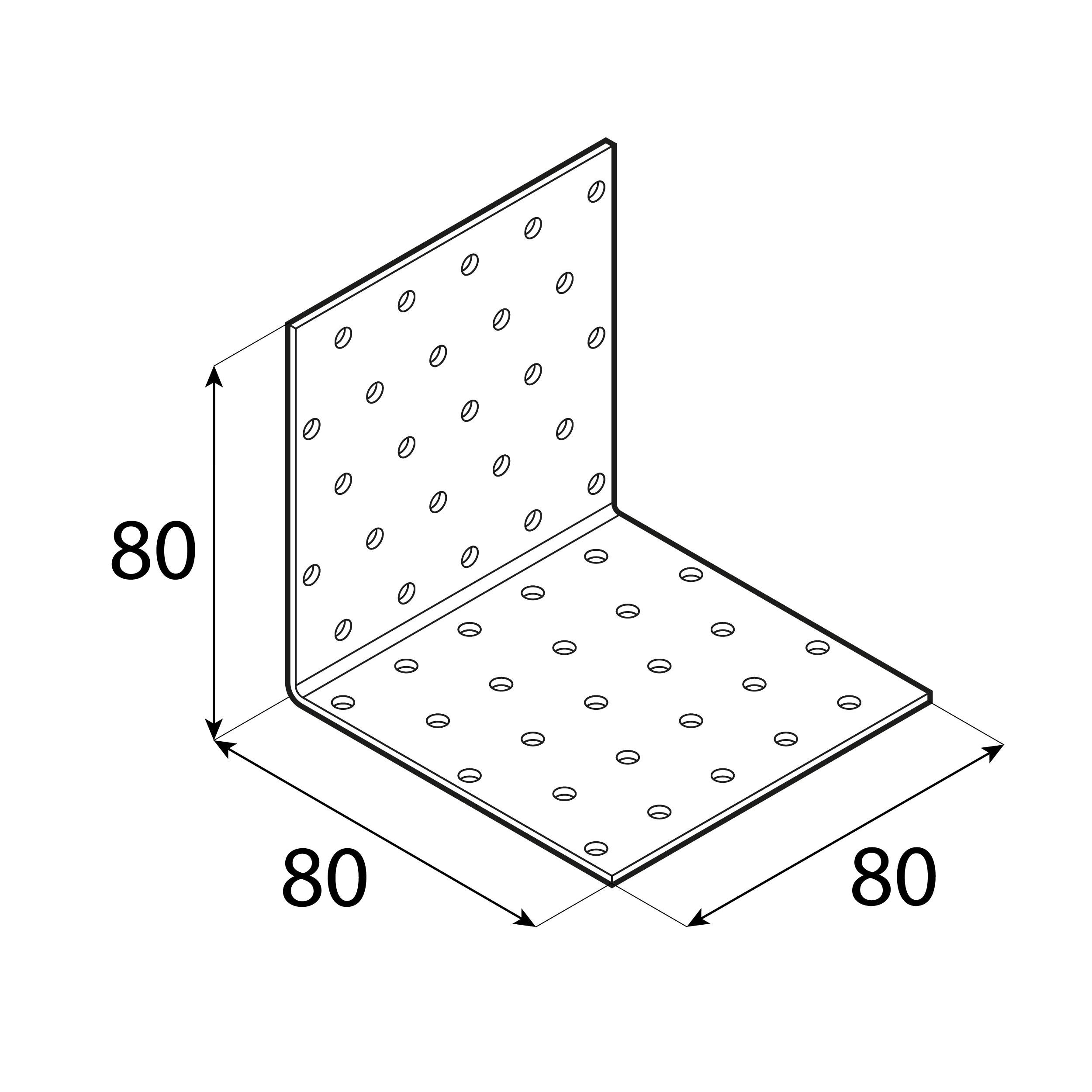 Kątownik montażowy stalowy uniwersalny  - KM 9 | 80x80x80 mm | 20 szt