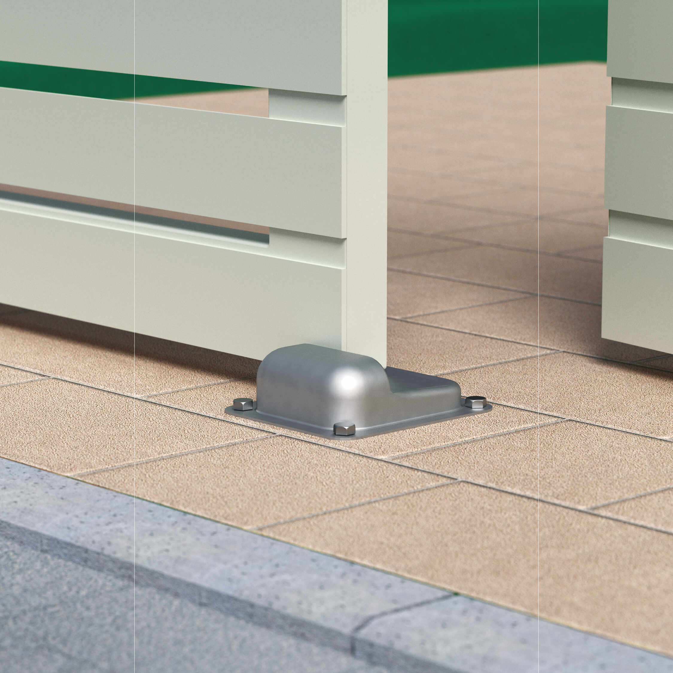 Torstopper zum Anschrauben - SB | silber | 158 mm Toranschlag zum Anschrauben SB, silber, 158 mm, 158x138x50x2,0 mm, Baustahl S235 1.