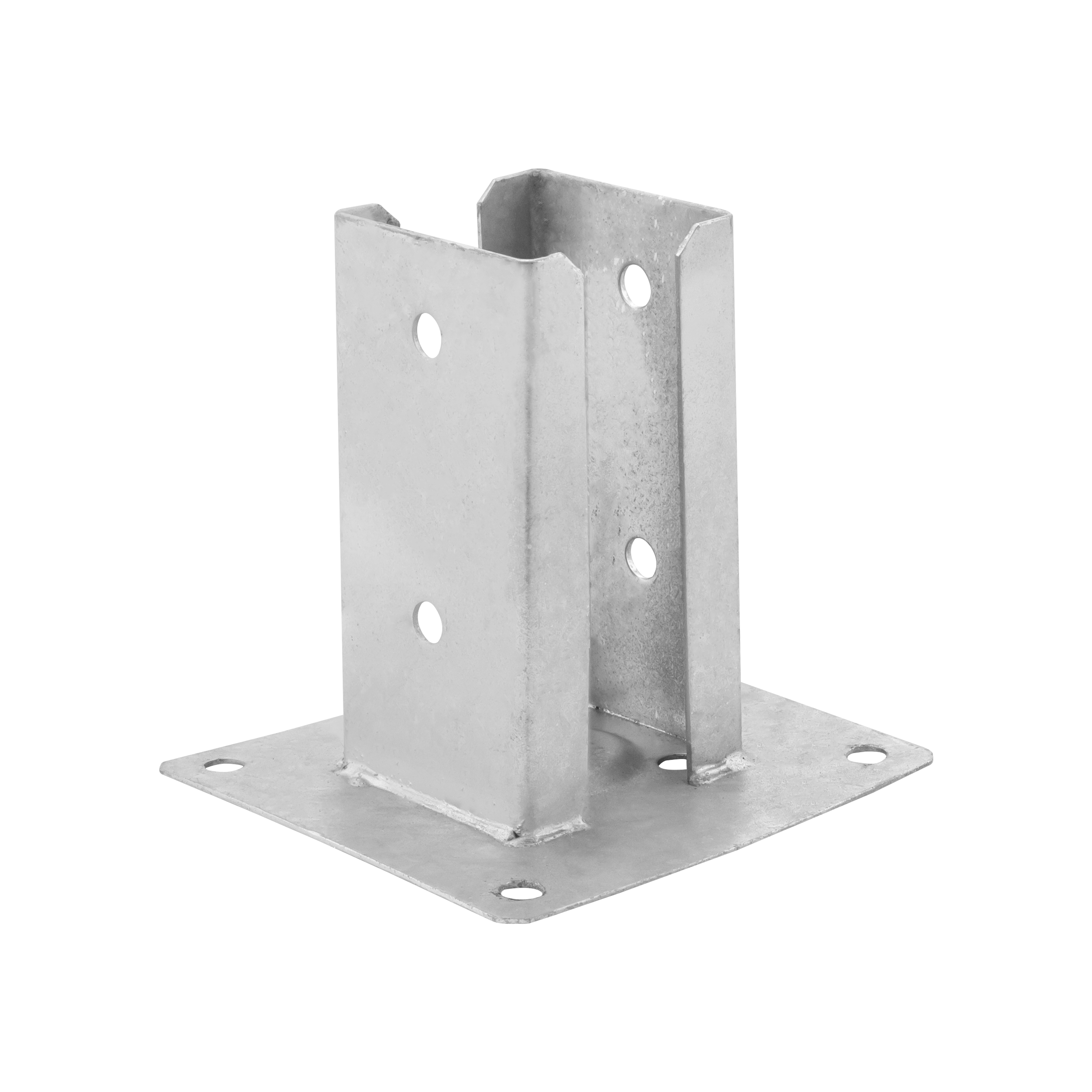 Podstawa słupa kotwa przykręcana podwójna z podstawą prostokątną - PSPD | 70 mm | Srebrny
