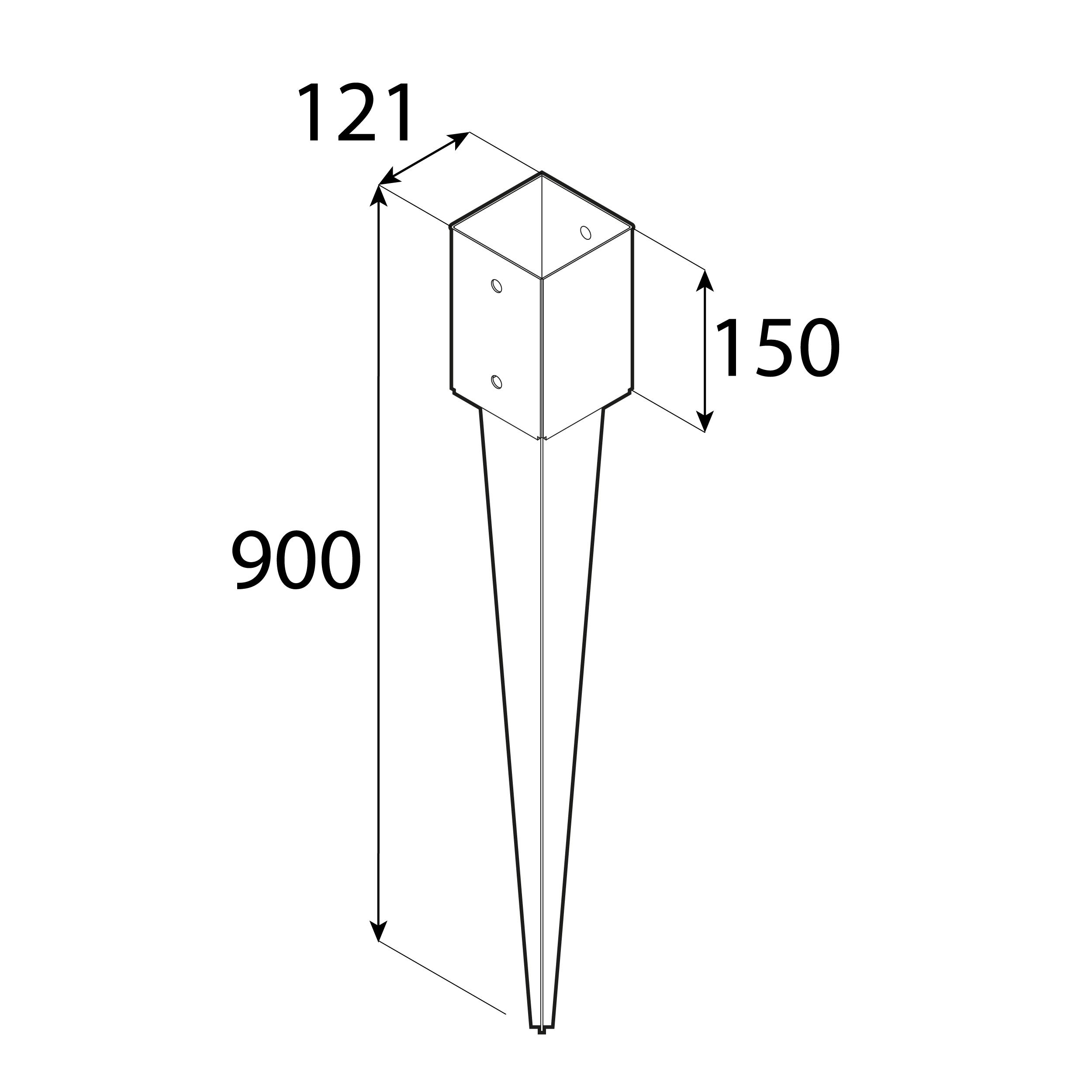 Einschlaghülse Bodenanker 120 mm feuerverzinkt - PSG 120/900 | 120 mm Angetriebener Säulenfuß 120 mm PSG 120/900, 120 mm, 121x900x1,8 mm 900.