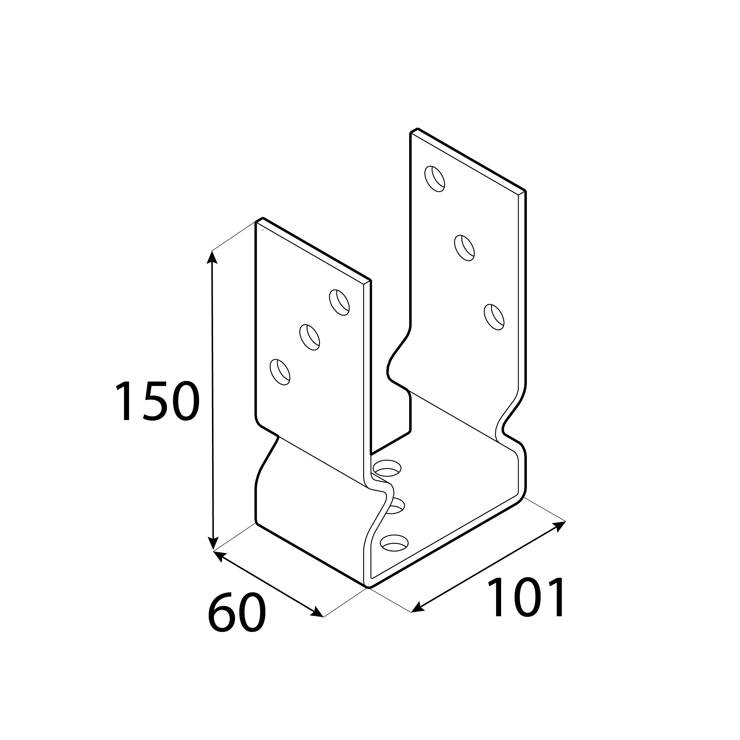 Podstawa słupa kotwa przykręcana do betonu typ U z odsadzeniem - PSOZ | 100 mm | Srebrny