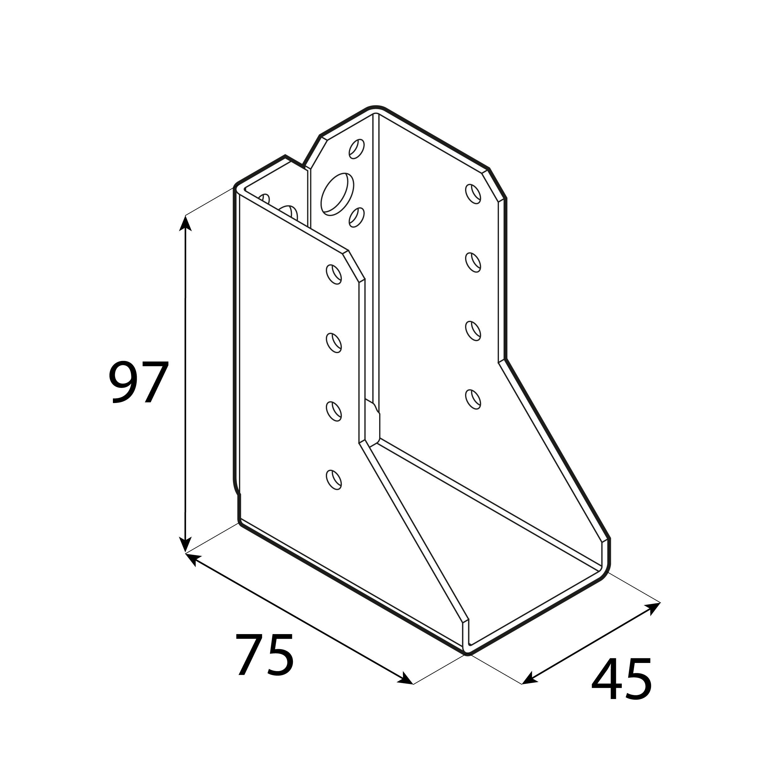 Wieszak belki uchwyt belki drewnianej zagięty - WBZ 49 | 45x97x75 mm | Srebrny Wieszak belki uchwyt belki drewnianej zagięty - WBZ 49 | 45x97x75 mm | Srebrny