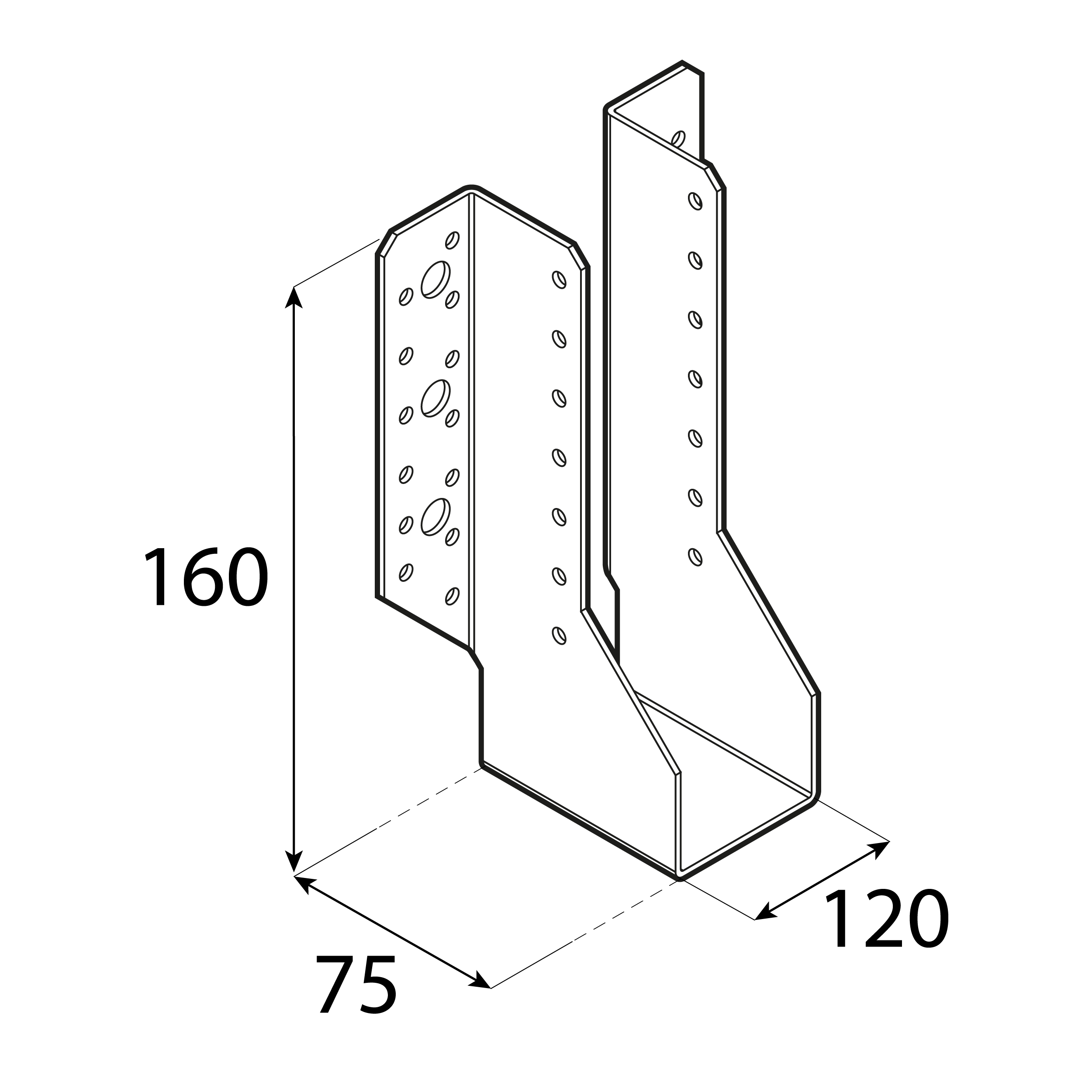 Wieszak belki uchwyt belki drewnianej - WB 35 | 120x160x75 mm | Srebrny