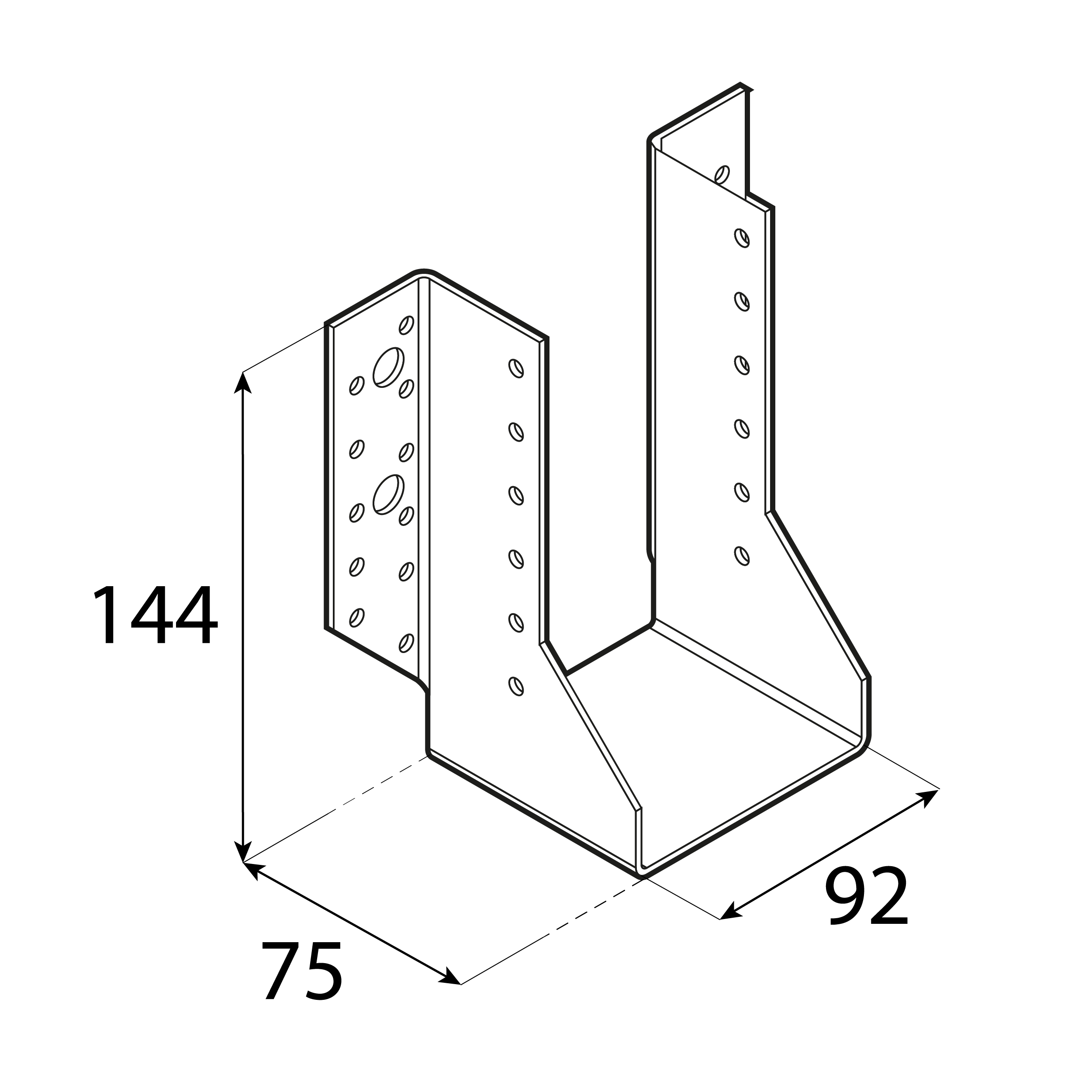 Balkenschuh Balkenträger Trägerschuh Holzverbinder - WB 39 | 92x144x75 mm | feuerverzinkt Balkenaufhänger Holzbalkenhalter WB 39, 92x144x75 mm, silber, 92x144x75x2,0 mm, Baustahl DX51D 2, Schuss 1.
