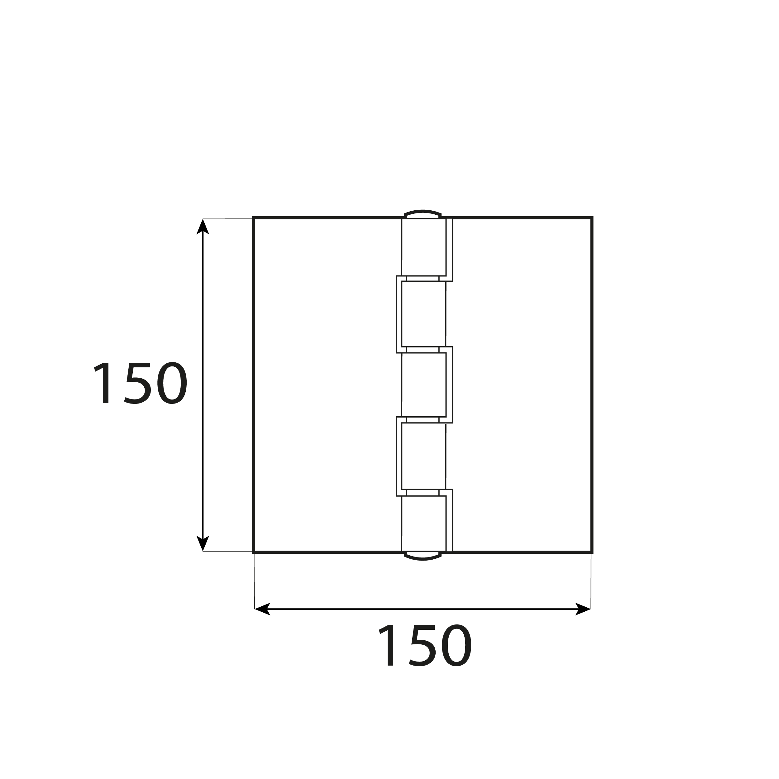Schweres Anschweißband Bauscharnier - ZMC | 150x150 mm Starkes Konstruktionsscharnier zum Anschweißen ZMC 150/150, schwarz, 150 mm.