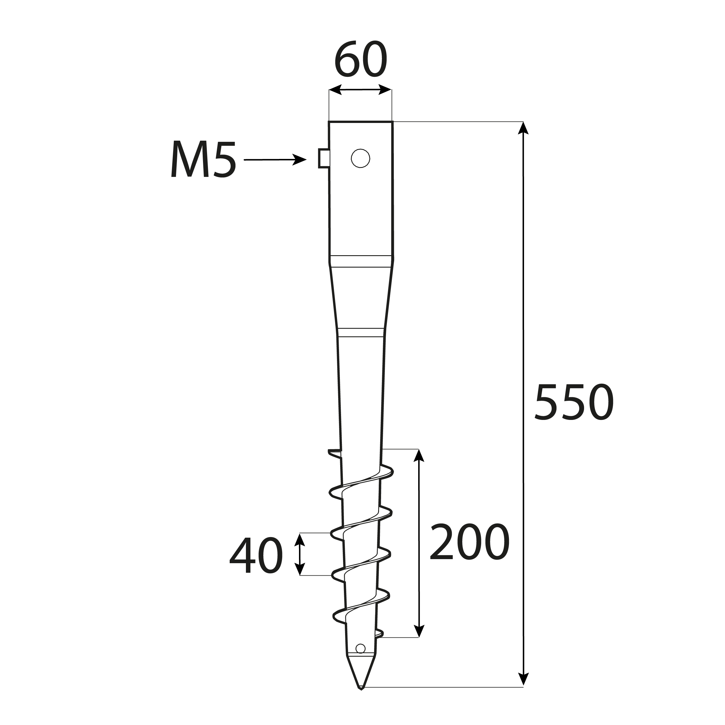 Podstawa wkręcana do ziemi do parasola suszarki - PWO | 60x550 Podstawa wkręcana do ziemi do parasola suszarki - PWO | 60x550