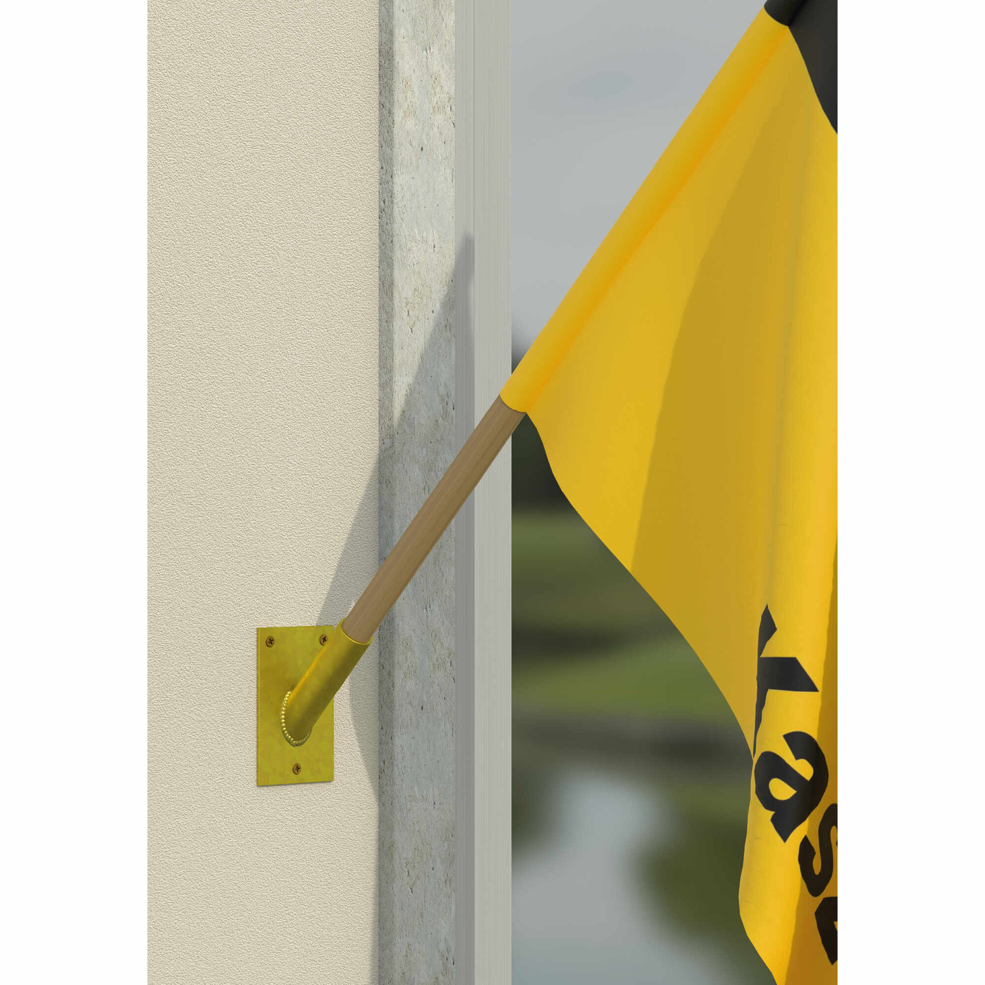 Fahnenstangenhalter einfach - UF | verzinkt | 70 mm Einzelner Fahnenhalter aus Metall UF, gold, 70 mm, 70x110x26x3,0 mm, Baustahl DC01 1.