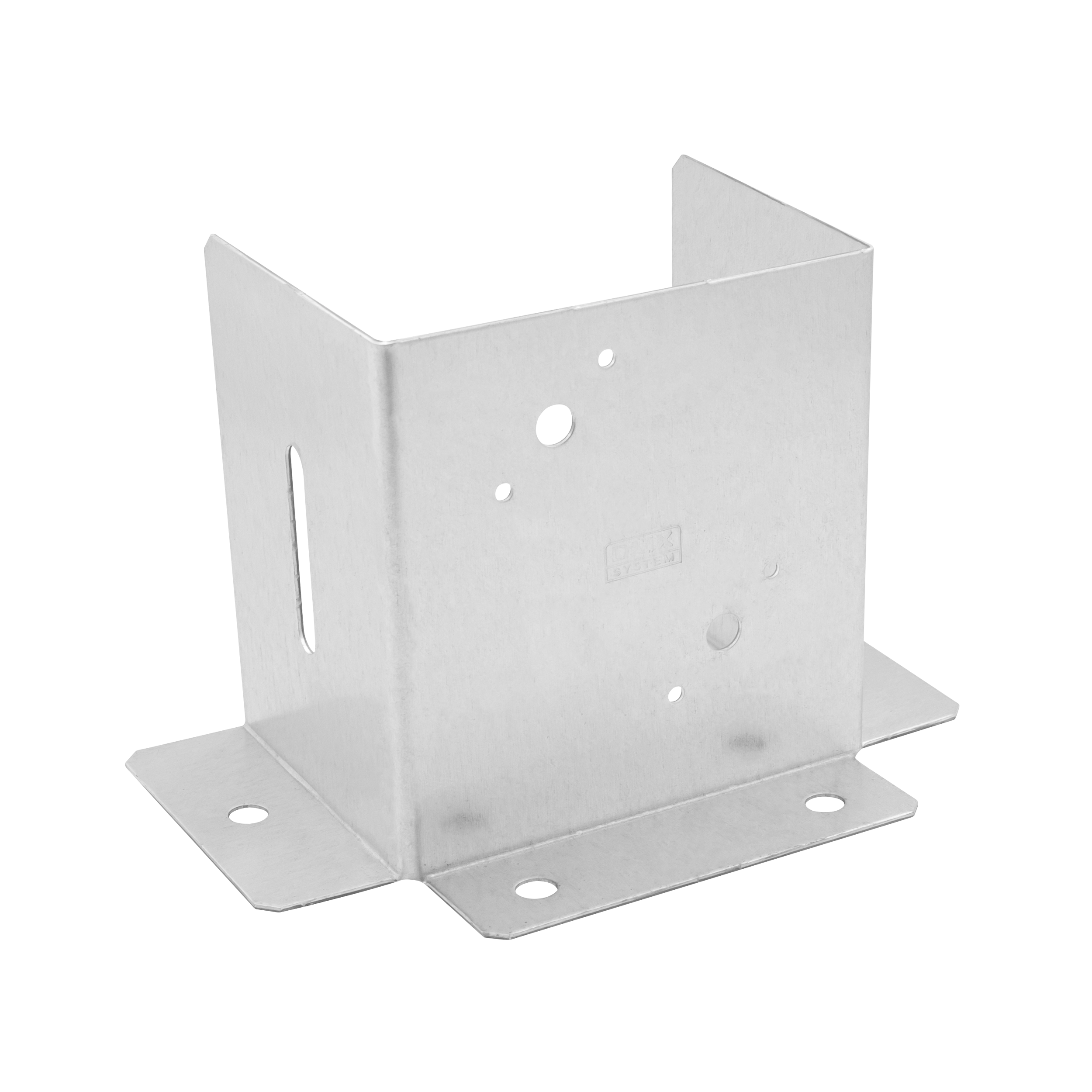 Pfostenträger zum aufdübeln Aufschraubhülse offen verstellbar - PSD DX | 140 mm | feuerverzinkt Pfostenfuß offener Schraubanker mit Verstellung PSD DX, 140 mm, silber, 140x154x2,0 mm.