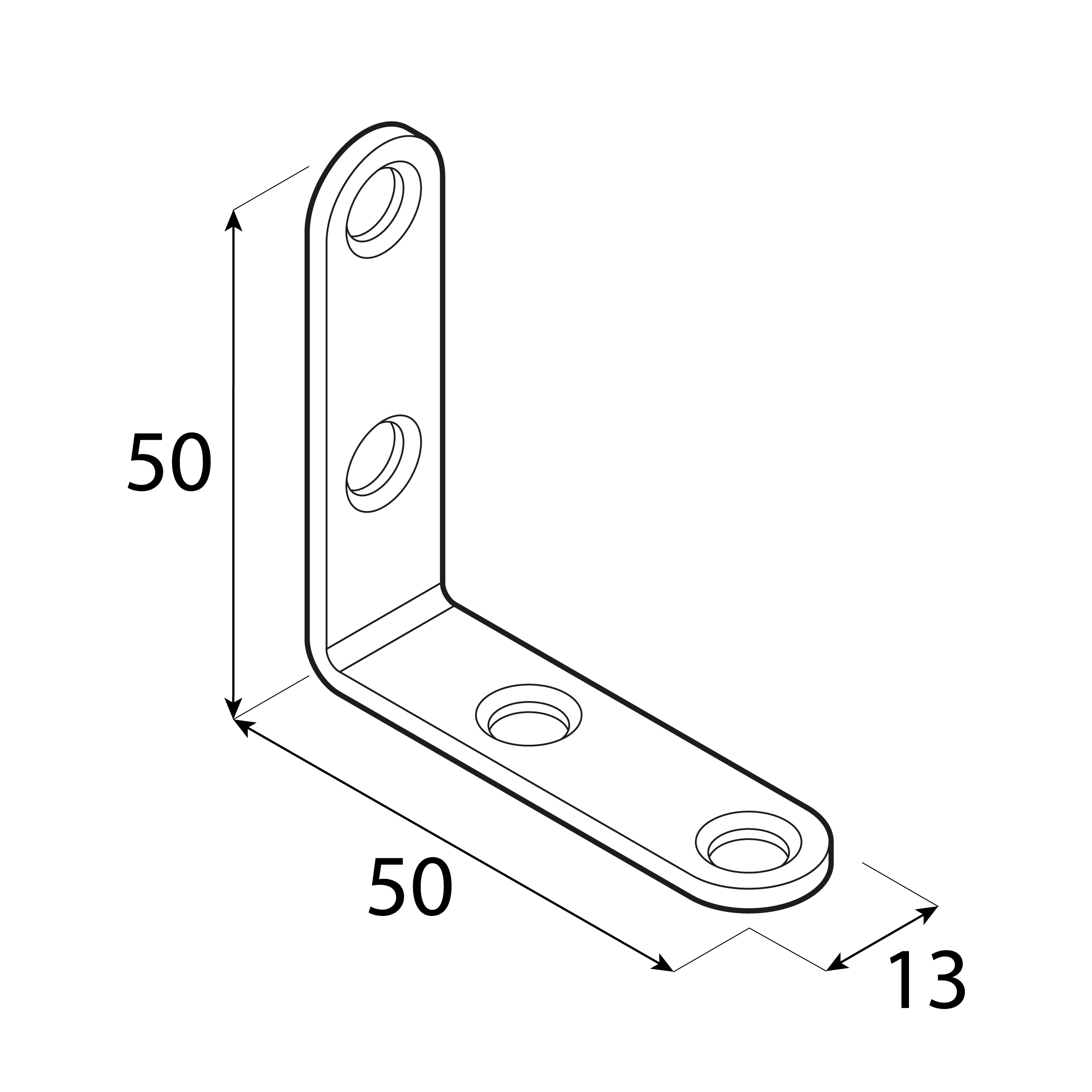 Kątownik meblowy montażowy zaokrąglony - FKW 50 | 50x50x13 mm | 25 szt Kątownik meblowy montażowy zaokrąglony - FKW 50 | 50x50x13 mm | 25 szt