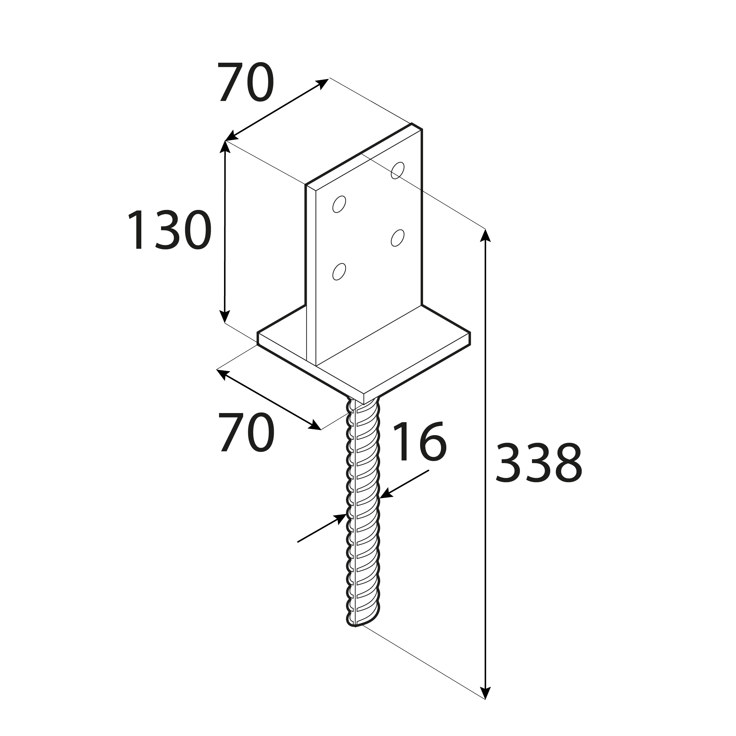 Podstawa słupa typu T wpuszczana - PSW | 70 mm Podstawa słupa typu T wpuszczana - PSW | 70 mm