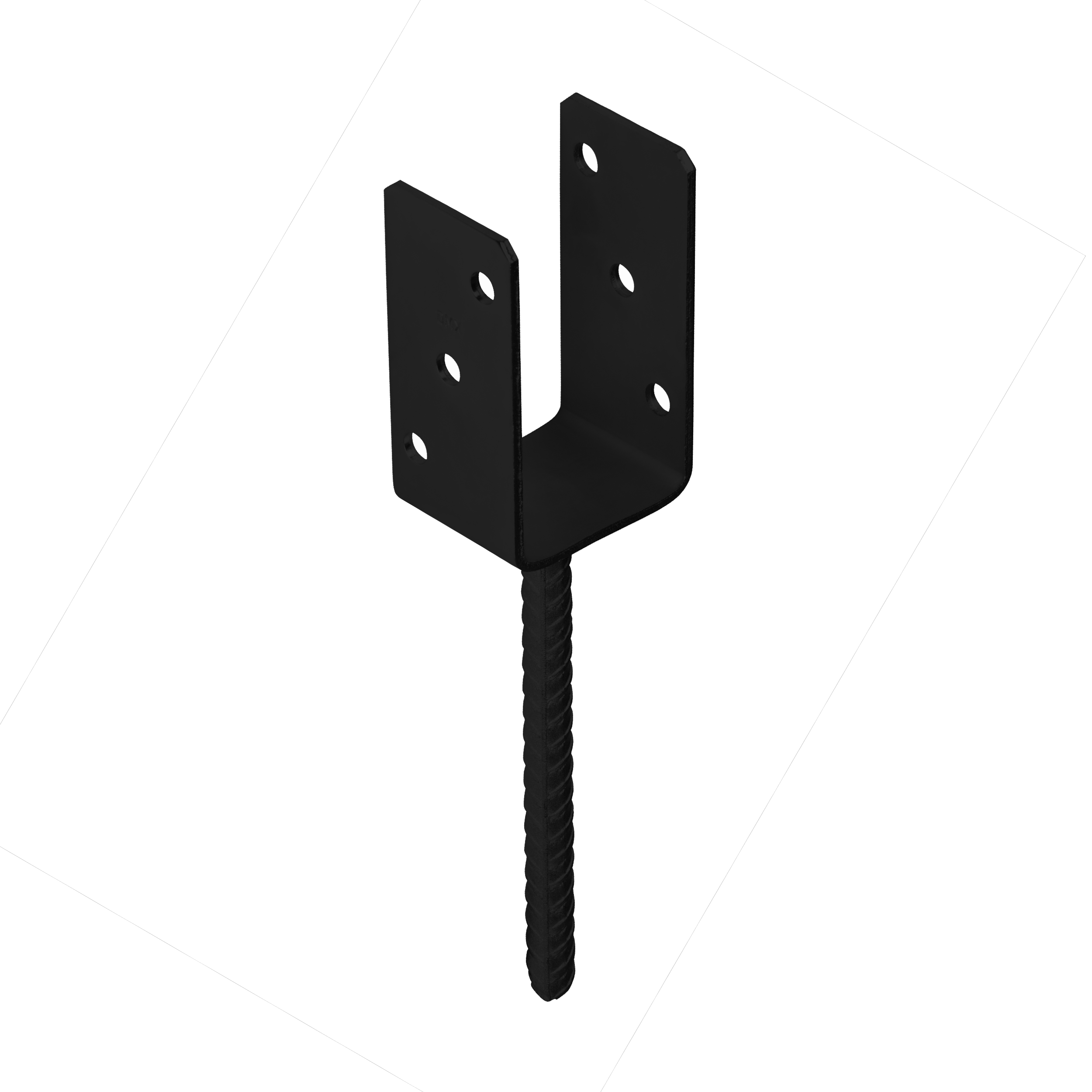 U Pfostenträger zum Einbetonieren Pfostenanker Stützen Betonanker - PS | 70 mm | Schwarz Mastfuß-Betonanker Typ U PS, 70 mm, schwarz, 71x120x60x4,0 mm, im Elementset.