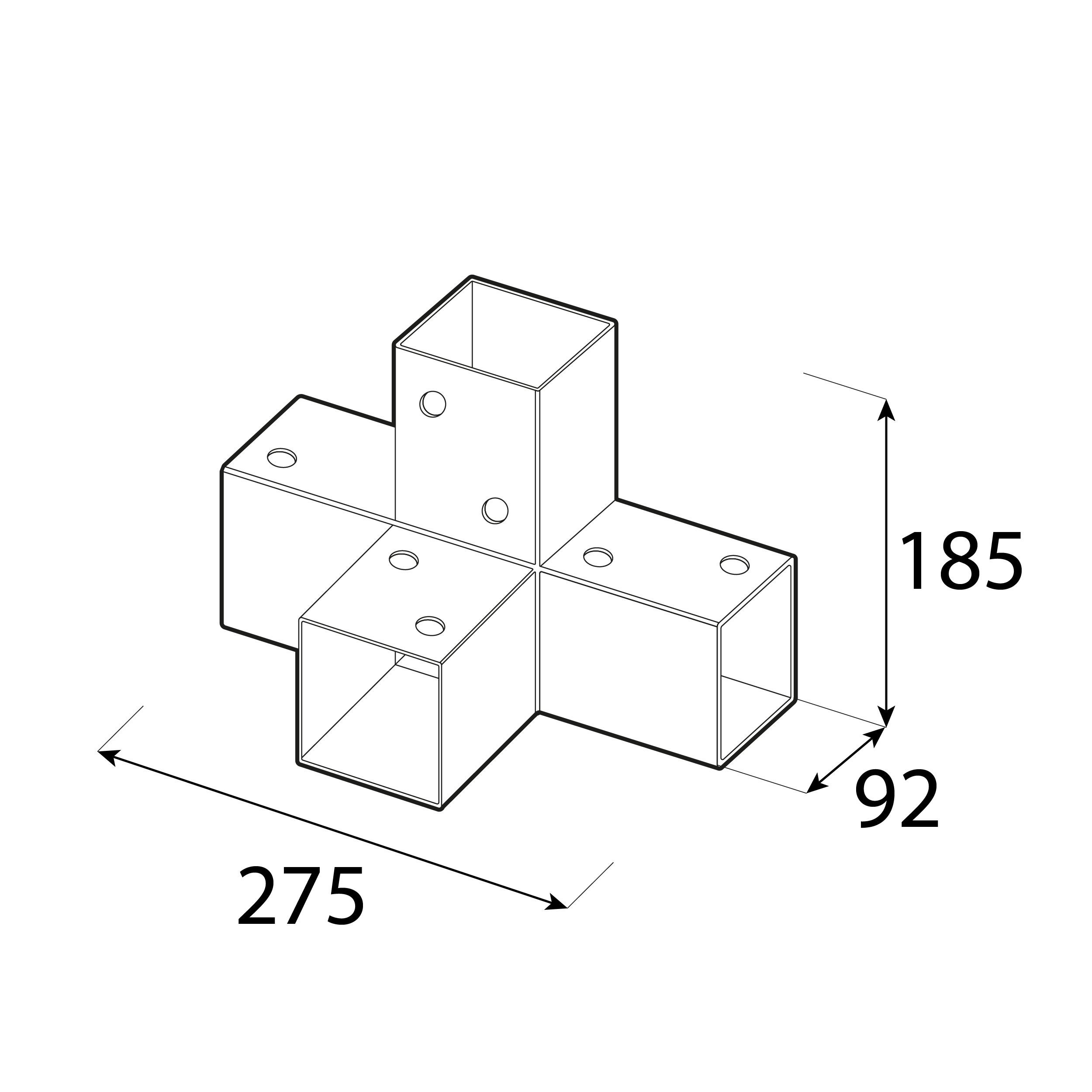 Łącznik belki kwadratowej do pergoli ciesielski - GPX 90 | 92x185x275 mm | czarny