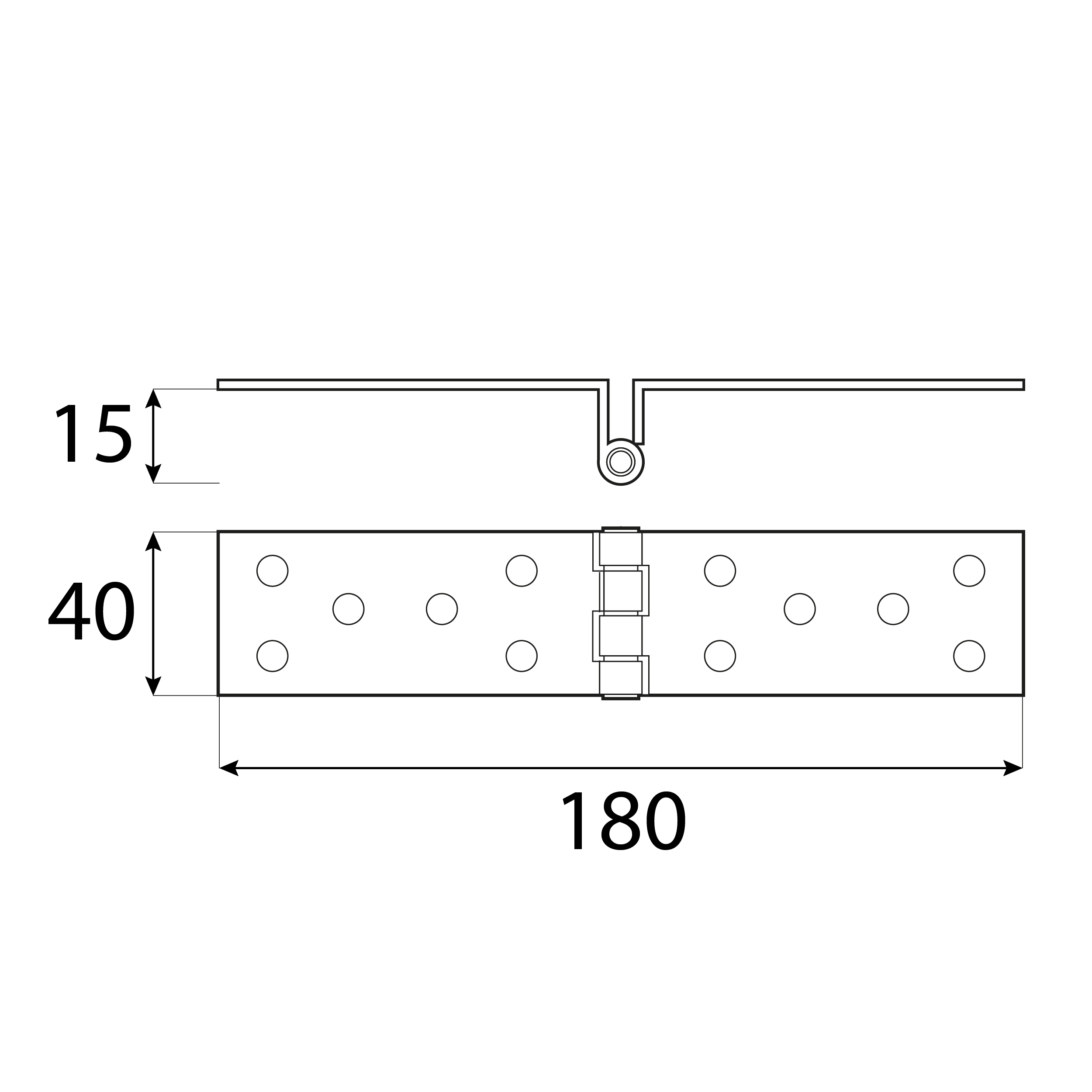 Zawias płaski budowlany zagięty - ZG 180/40 | 180 mm | Srebrny | 40 mm