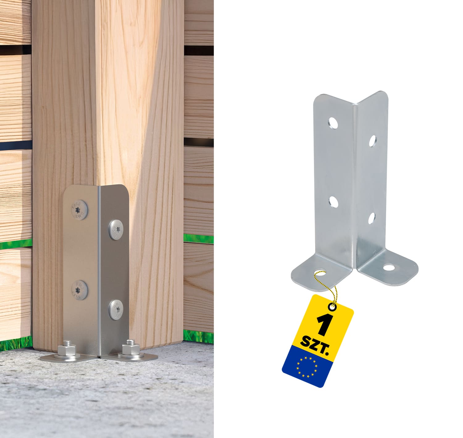 Podstawa słupa kotwa przykręcana narożna - PSB | 75-200 mm | Srebrny Podstawa słupa kotwa przykręcana narożna - PSB | 75-200 mm | Srebrny