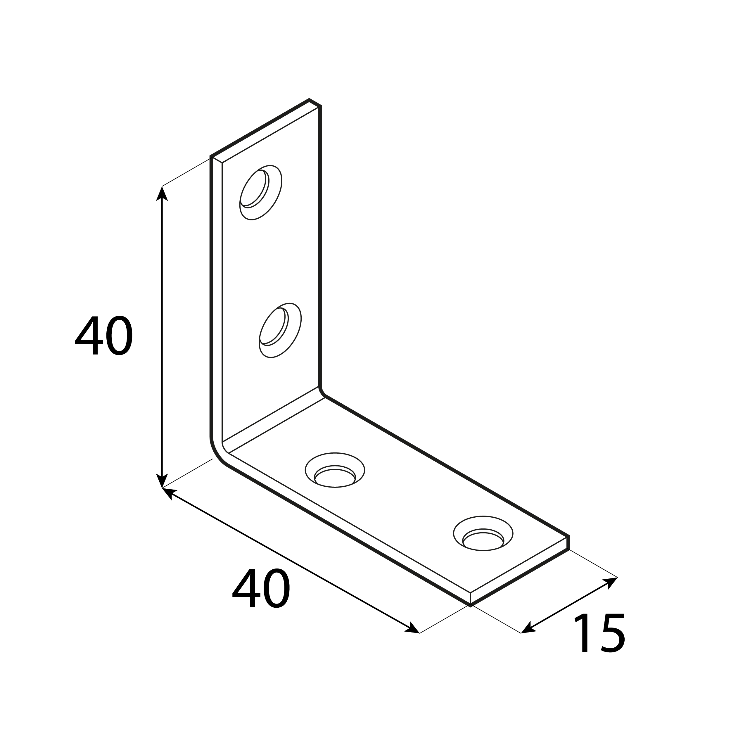 Kątownik meblowy stolarski wąski - KW 40 | 40x40x15 mm | 50 szt Kątownik meblowy stolarski wąski - KW 40 | 40x40x15 mm | 50 szt