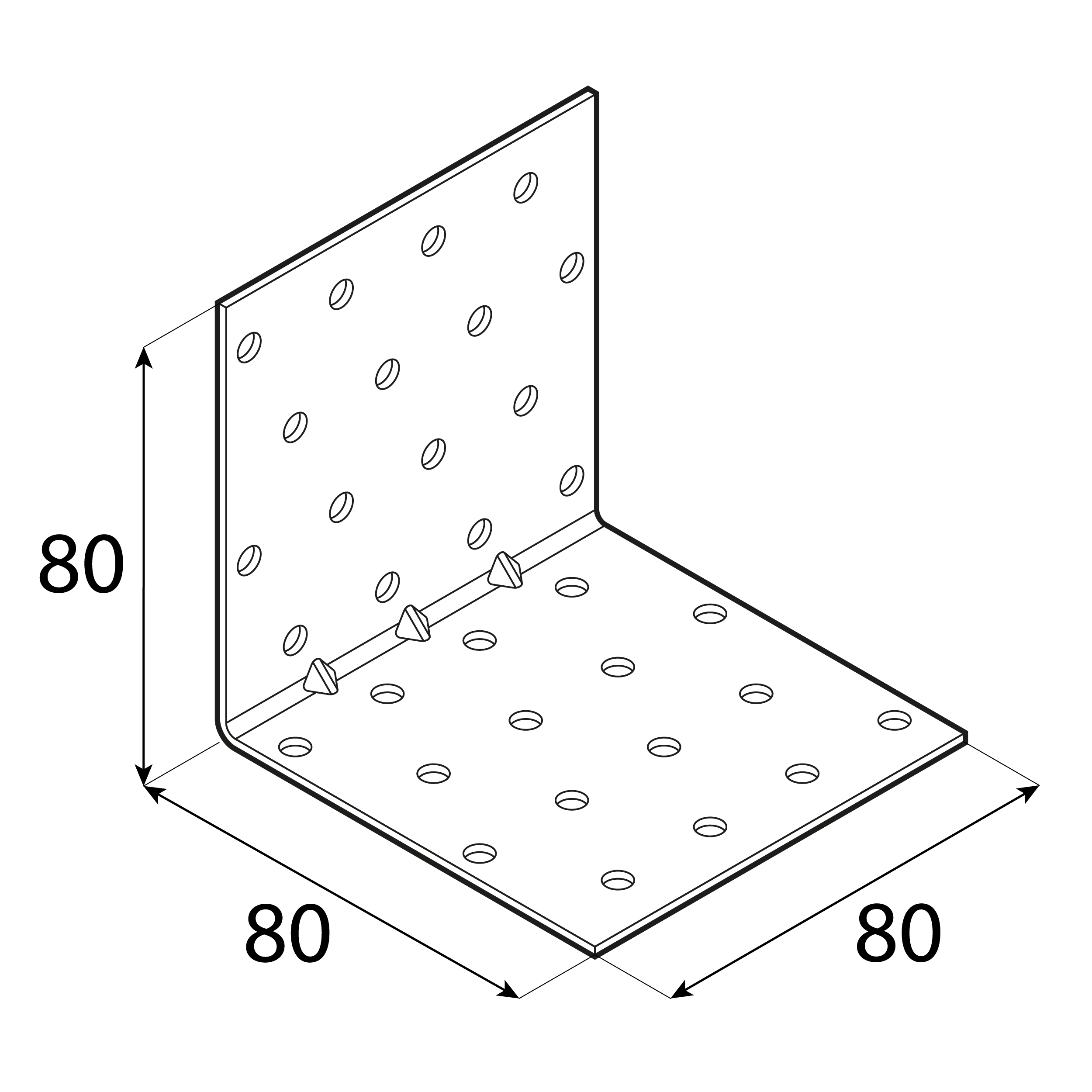Kątownik montażowy przetłoczony - KMP 9 | 80x80x80 mm | 20 szt