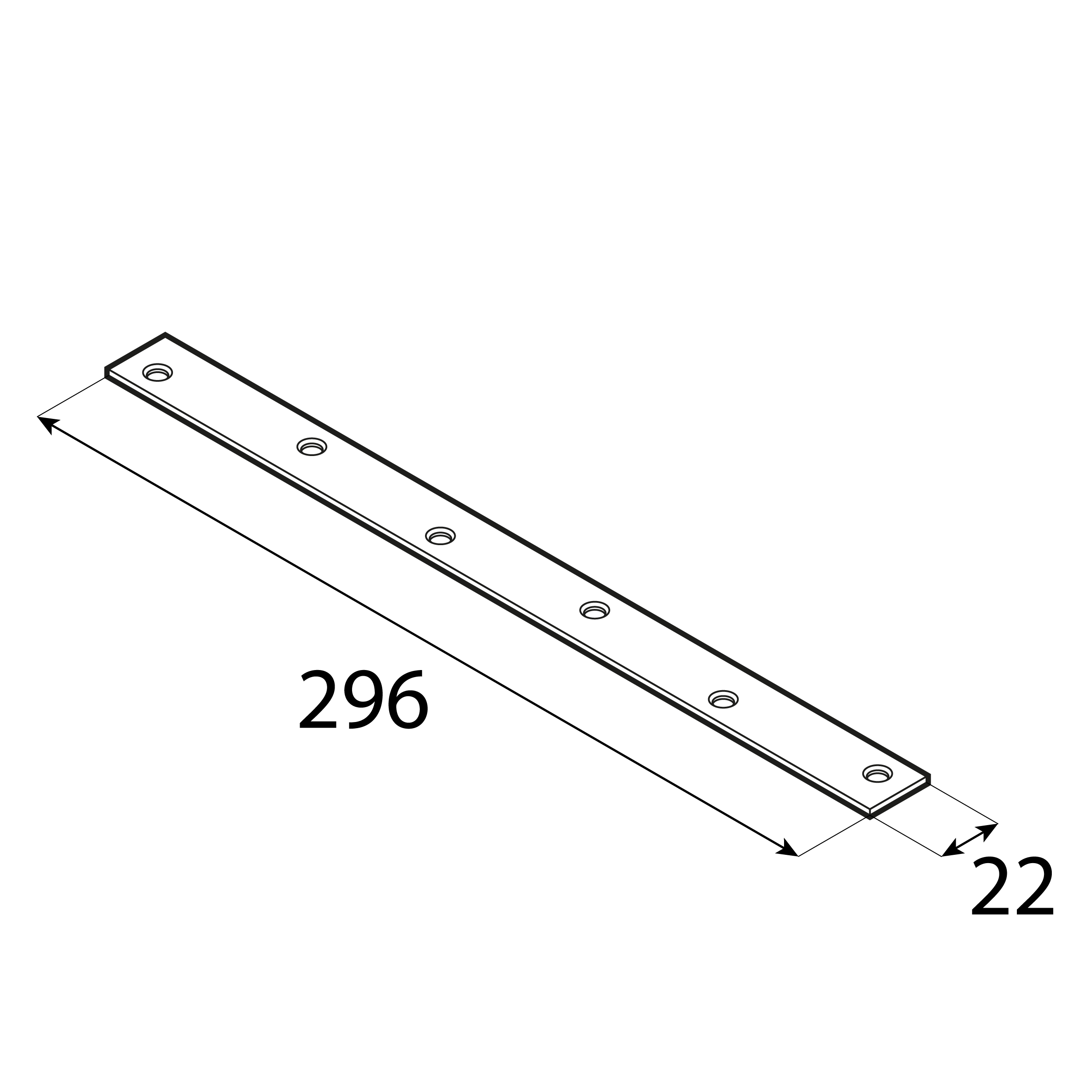 Flachverbinder schmal universal Lochplatte Verbindungsblech verzinkt - LW 300 | 296x22 mm | 20 Stück Schmaler Universal-Stahlverbinder LW 300, 296x22 mm, 20 Stk., 296x22x2,0 mm, DC01 Baustahl, silber.